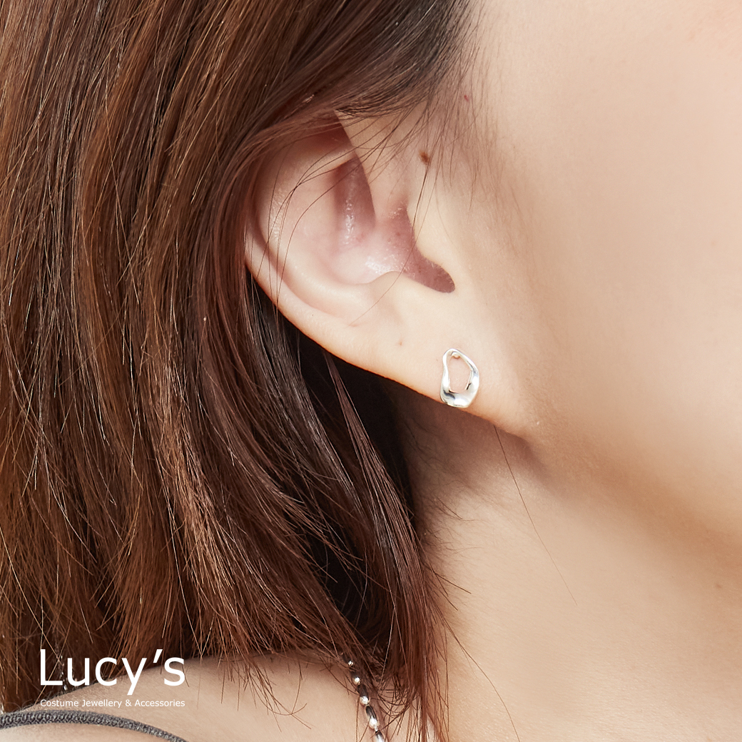 925純銀〔輕銀系列〕不規則曲線 耳環 (118812)