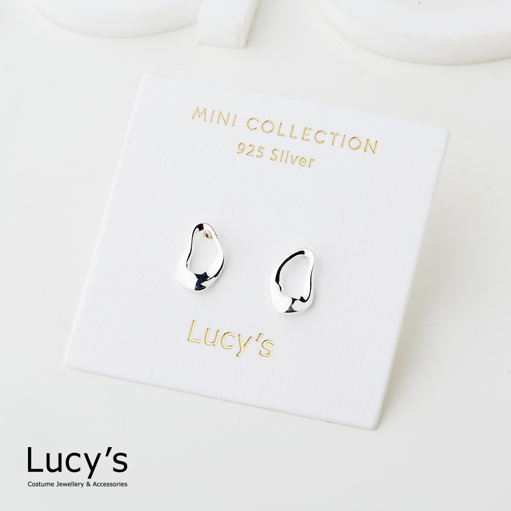 925純銀〔輕銀系列〕不規則曲線 耳環 (118812)