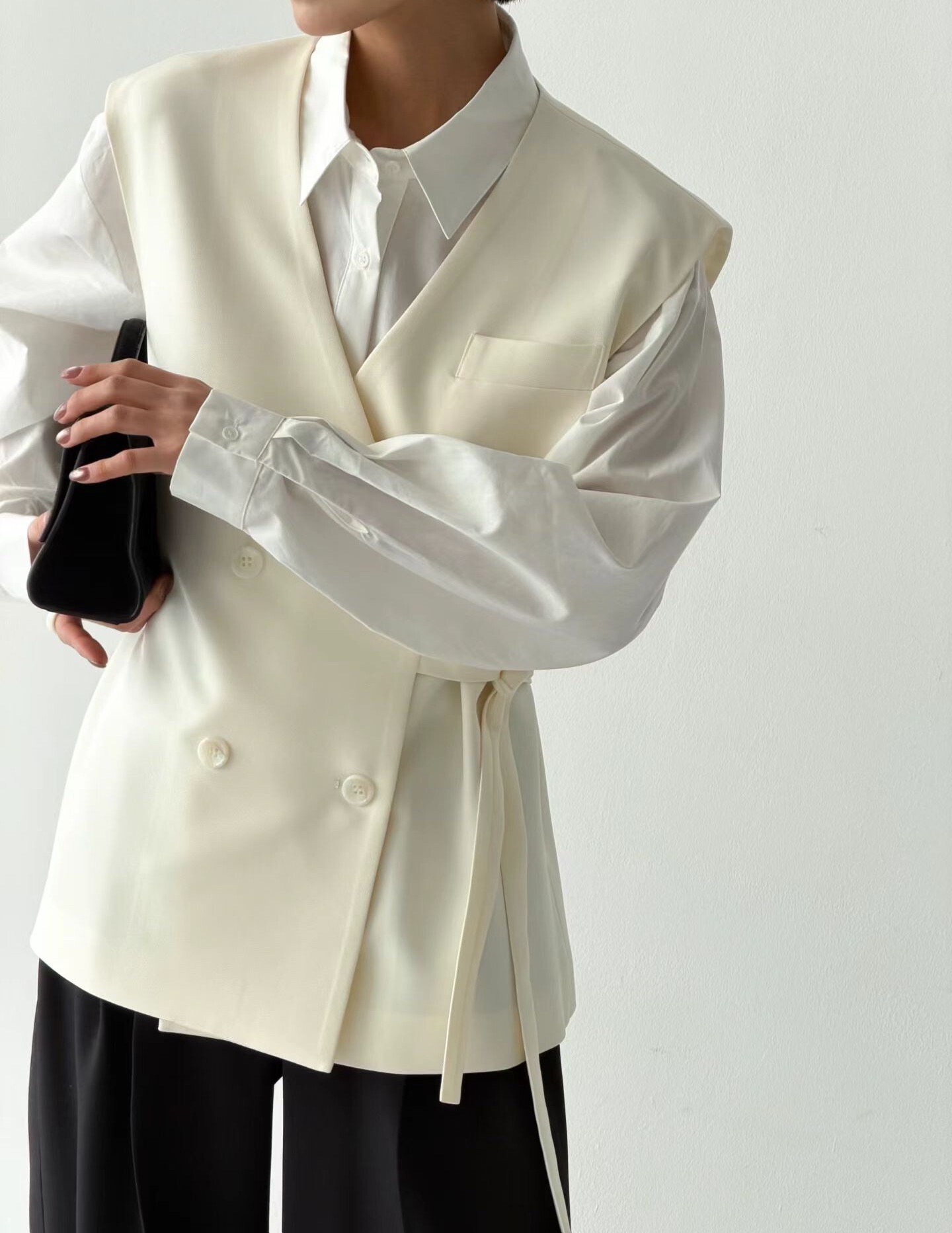 雙排釦腰綁西裝馬甲