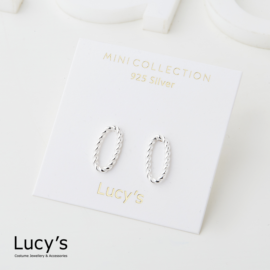 925純銀〔輕銀系列〕麻花圈 耳環 (80602)