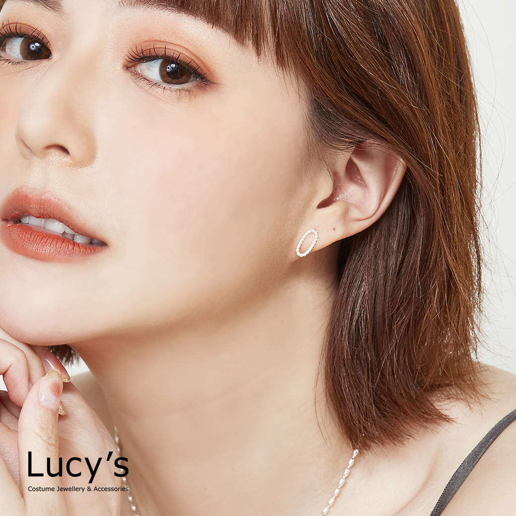 925純銀〔輕銀系列〕麻花圈 耳環 (80602)