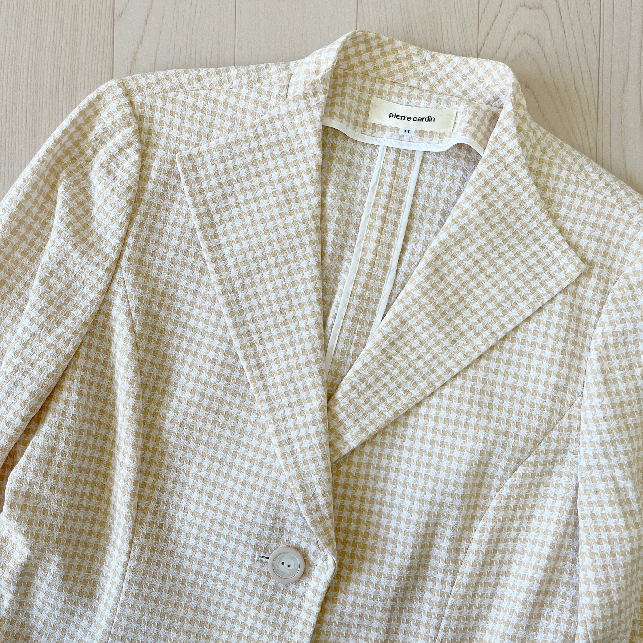 日本製 Pierre Cardin 米白格紋西裝外套