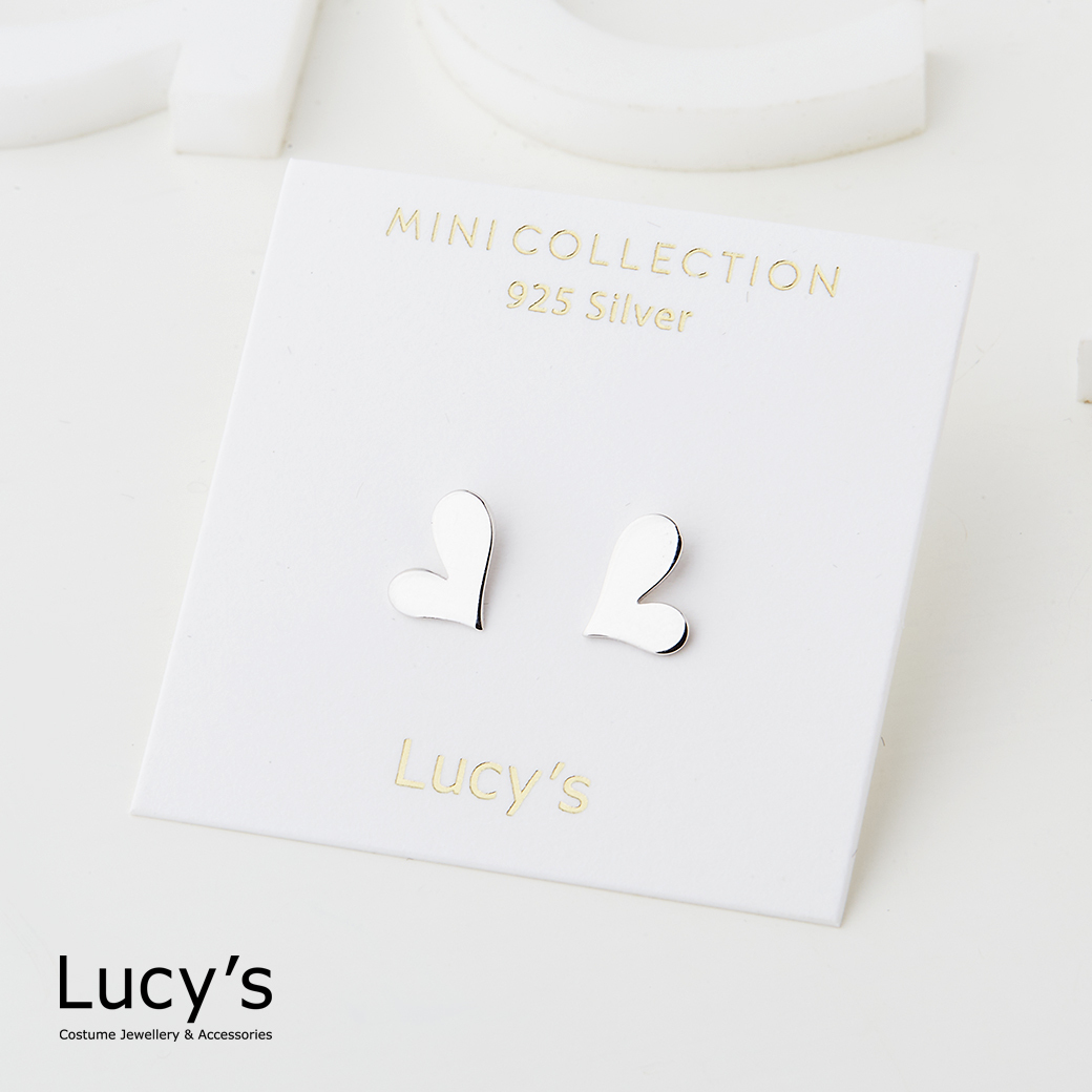 925純銀〔輕銀系列〕不對稱愛心 耳環 (126391)