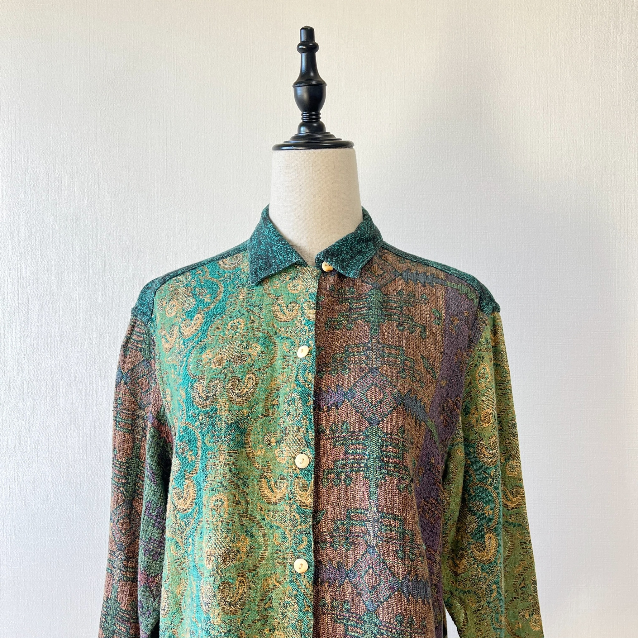 復古翠林圖騰古著上衣