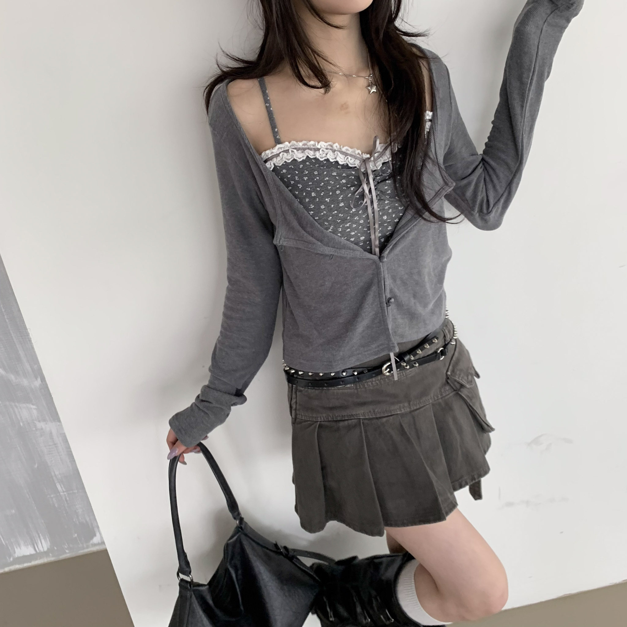 ISA_cute floral set 蕾絲(1+1)碎花排釦套裝_61021