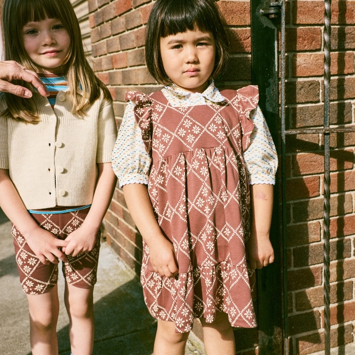 Misha & Puff 菱格花紋無袖洋裝 Ruffle Sleeve Dress  - Cola Flora Tierra