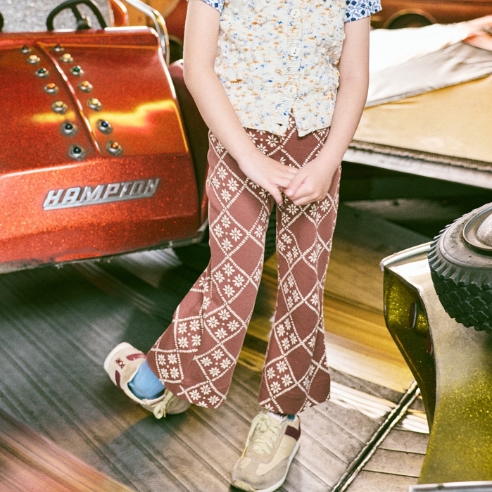 Misha & Puff 菱格花紋A字長褲 A-Pant - Cola Flora Tierra