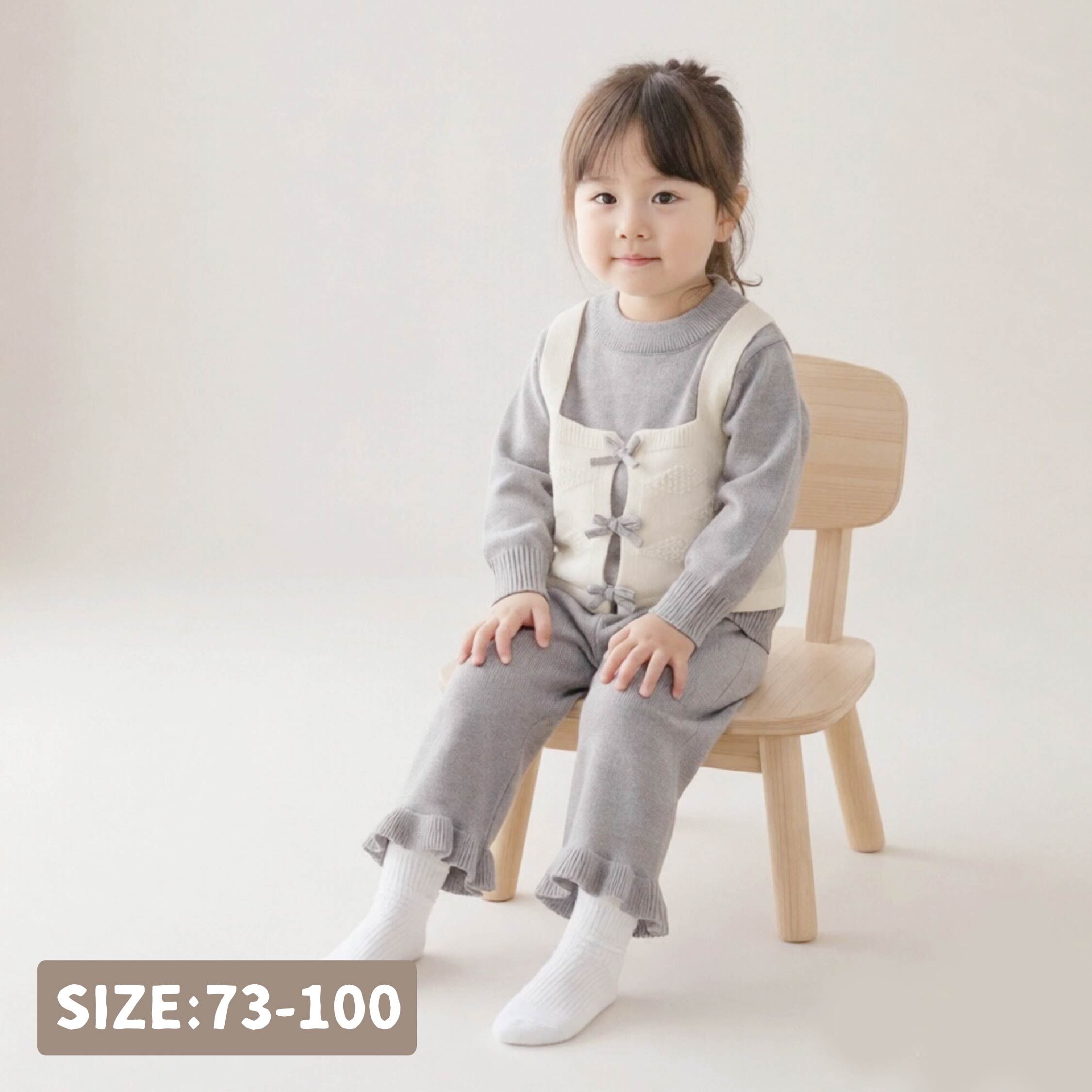 【H56091】氣質蝴蝶結假兩件針織套裝＊二色