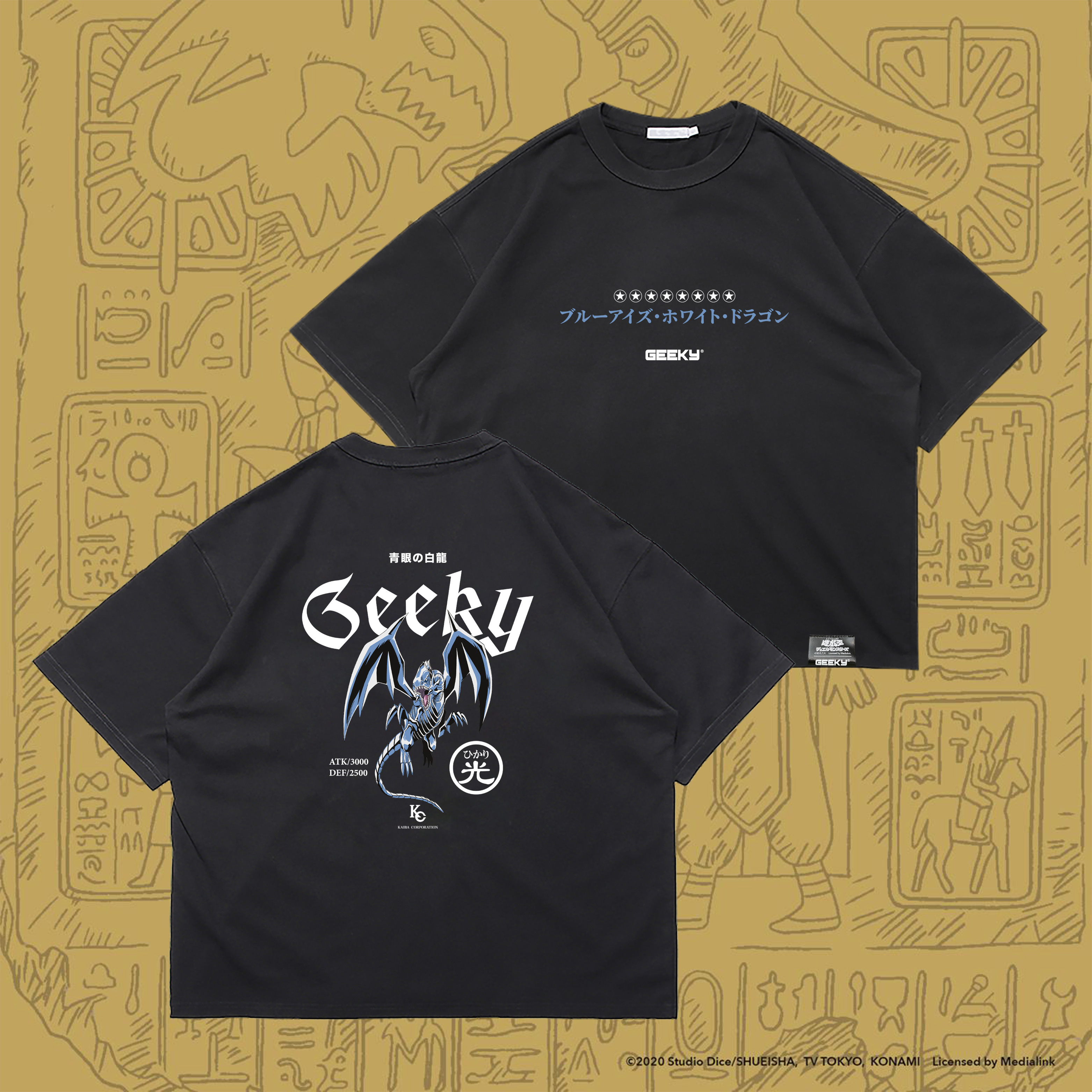 GEEKY x 遊戲王青眼白龍短T-黑