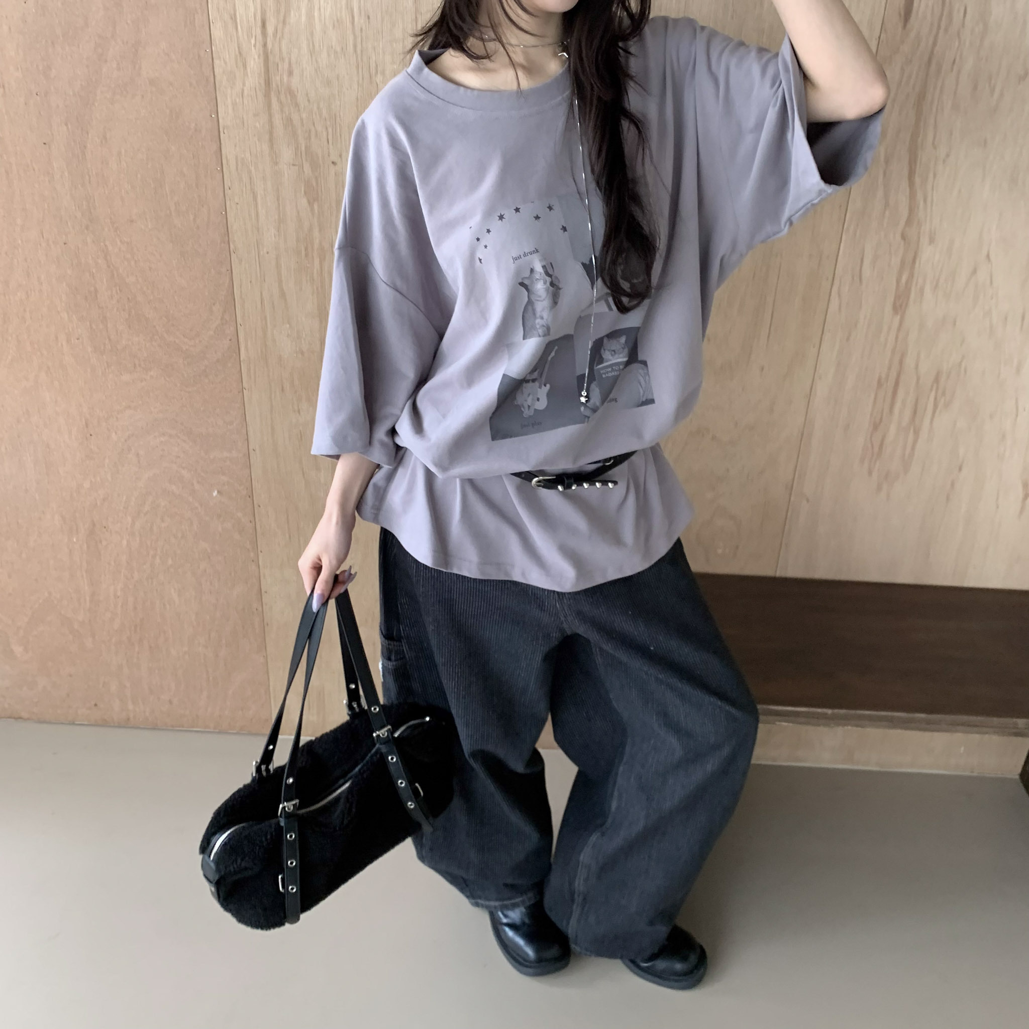 ISA_The Just List 復古膠片感貓咪大TEE_61060