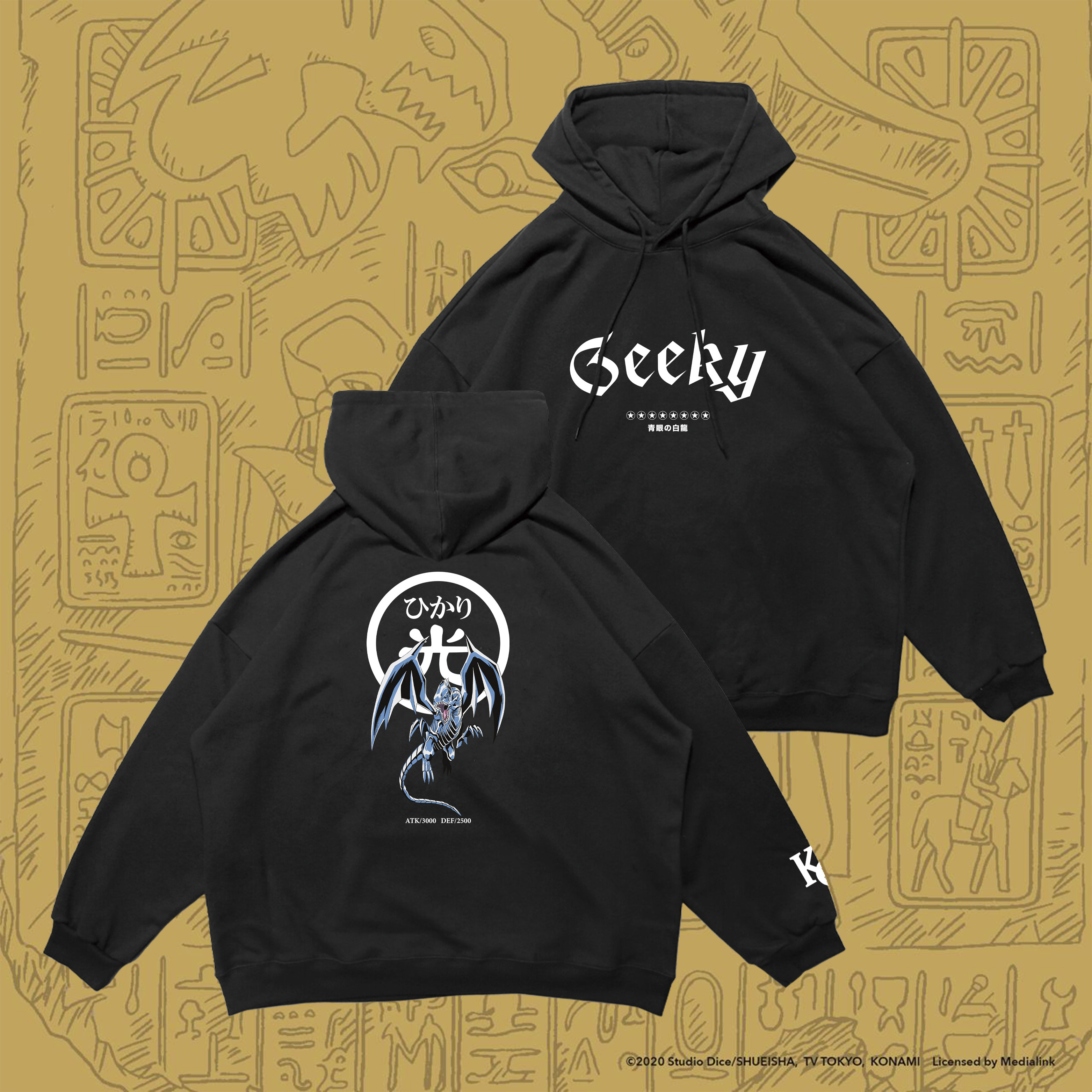 GEEKY x 遊戲王青眼白龍帽T-黑