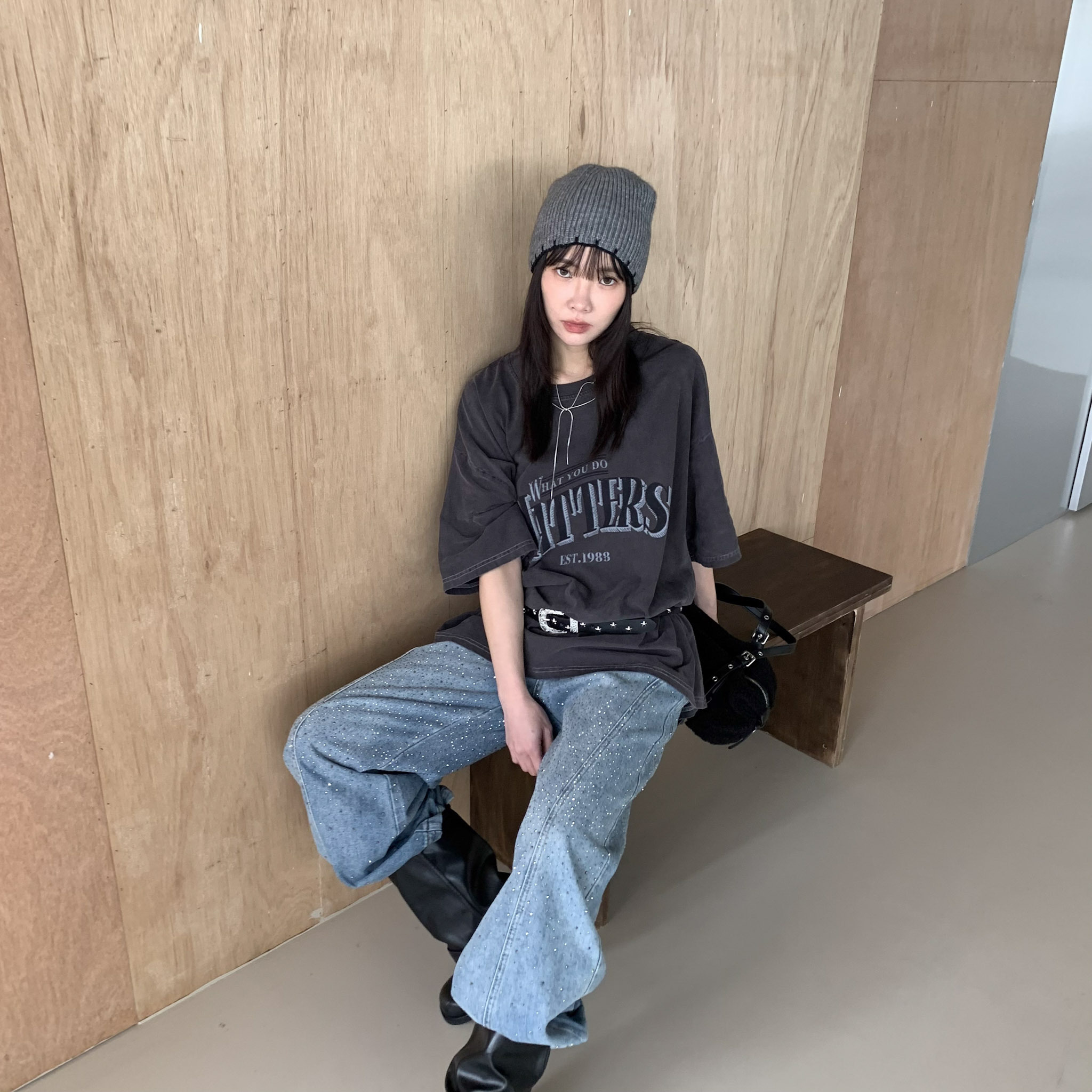 ISA_What you do Matters 水洗做舊字母TEE_61061