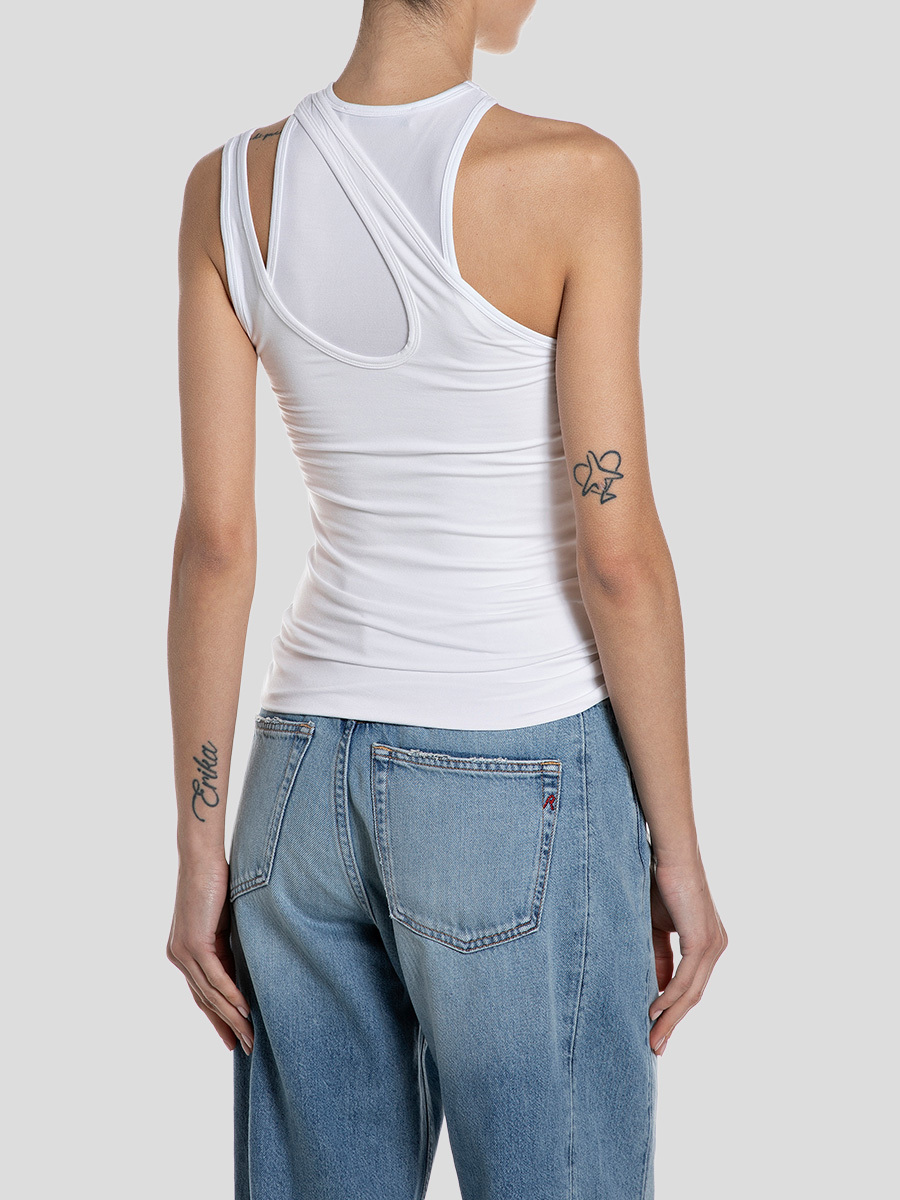 不對稱削肩無袖上衣