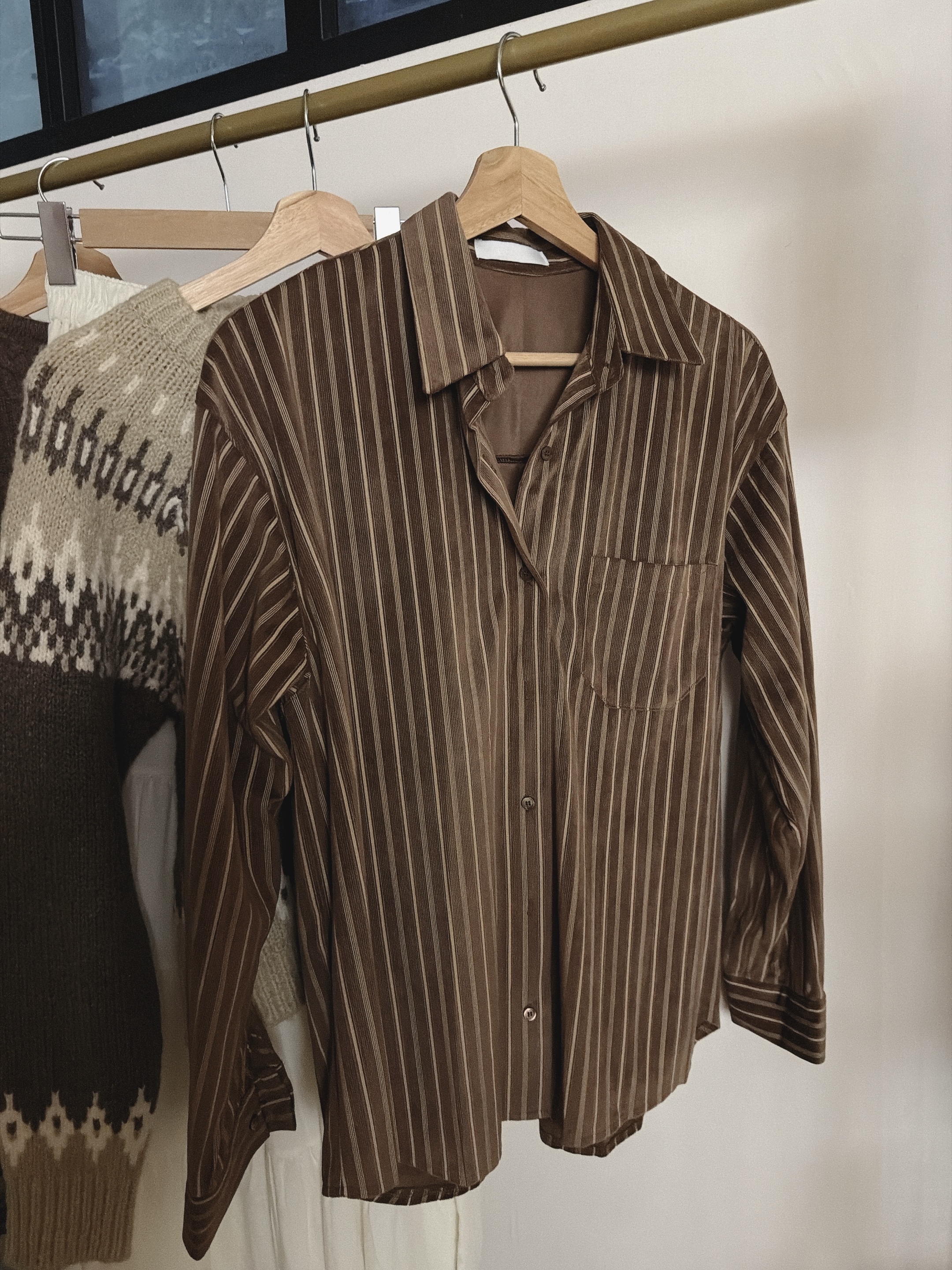 請包色！超柔感直條設計師拼色襯衫