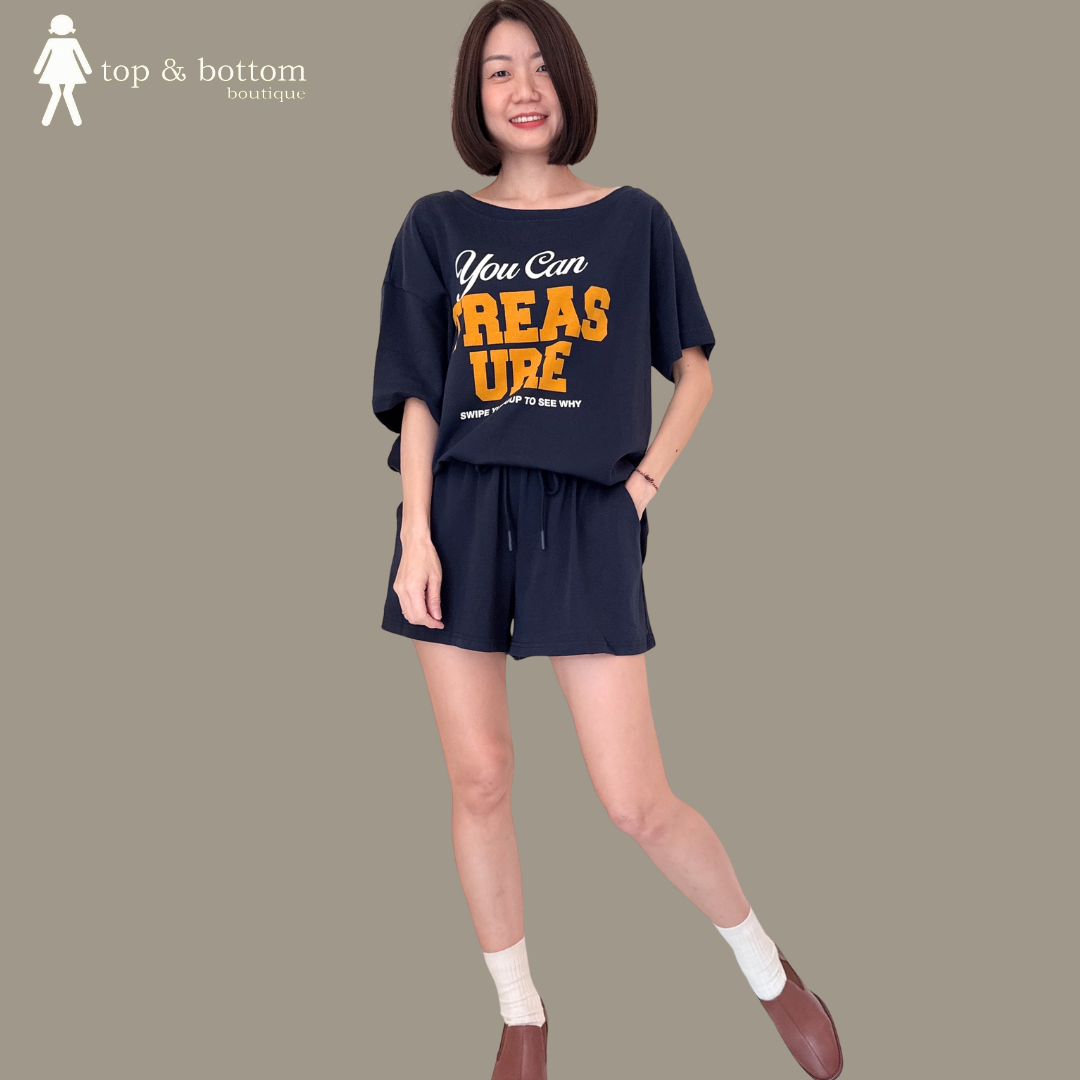 CASUAL PRINTED TEE & SHORTS SET SUIT