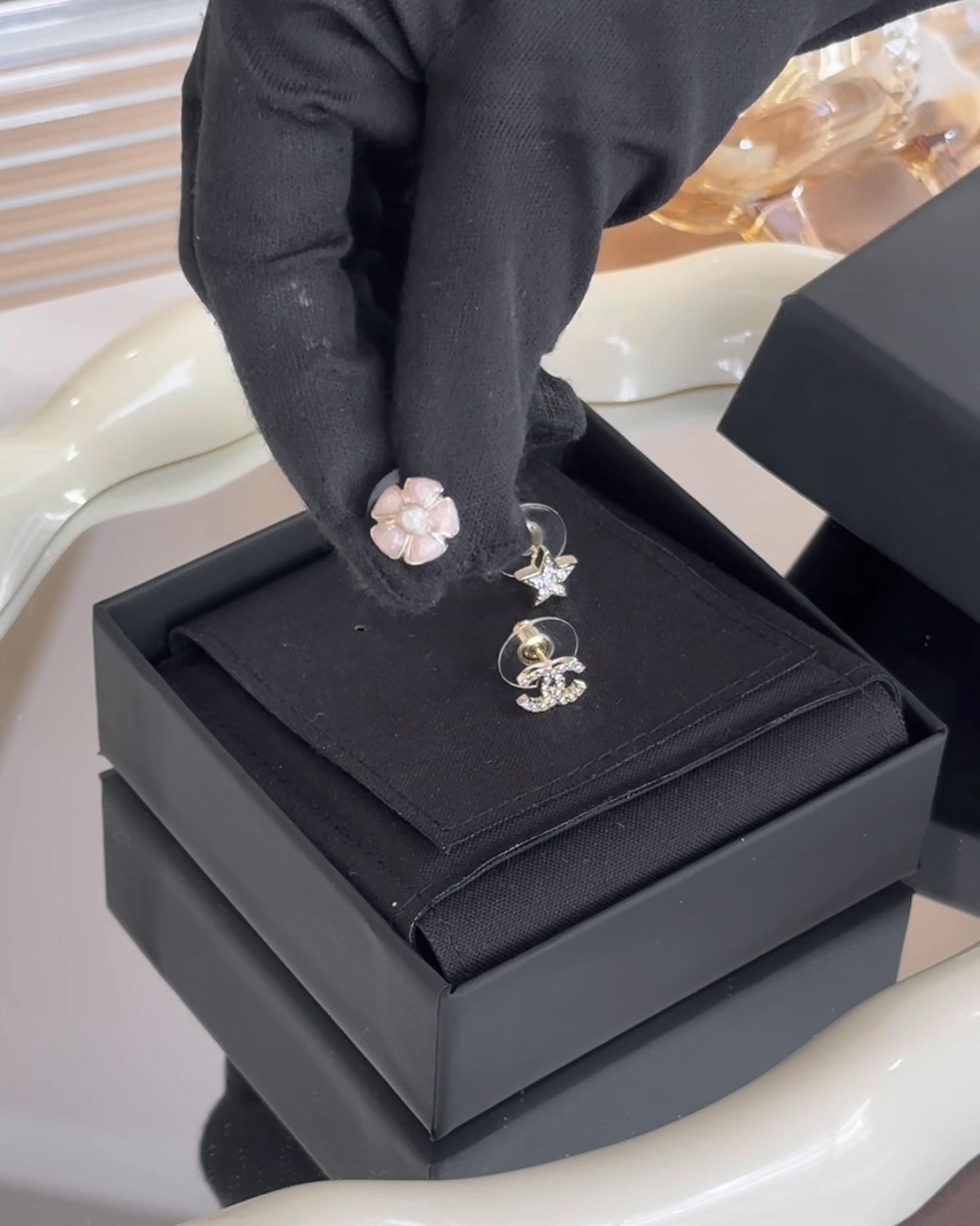 CHANEL｜星星/水鑽LOGO/山茶花 三件組耳環