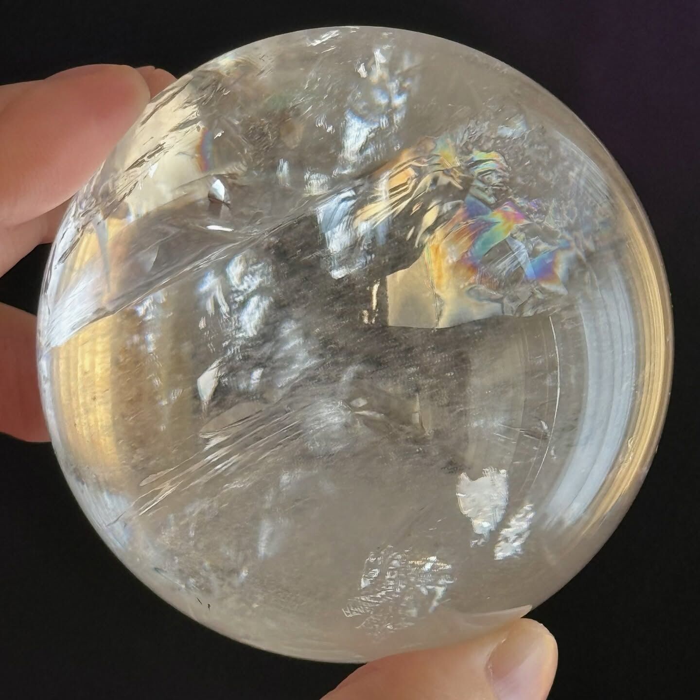 [原石] 白水晶球 有彩虹光 約 5 公分
