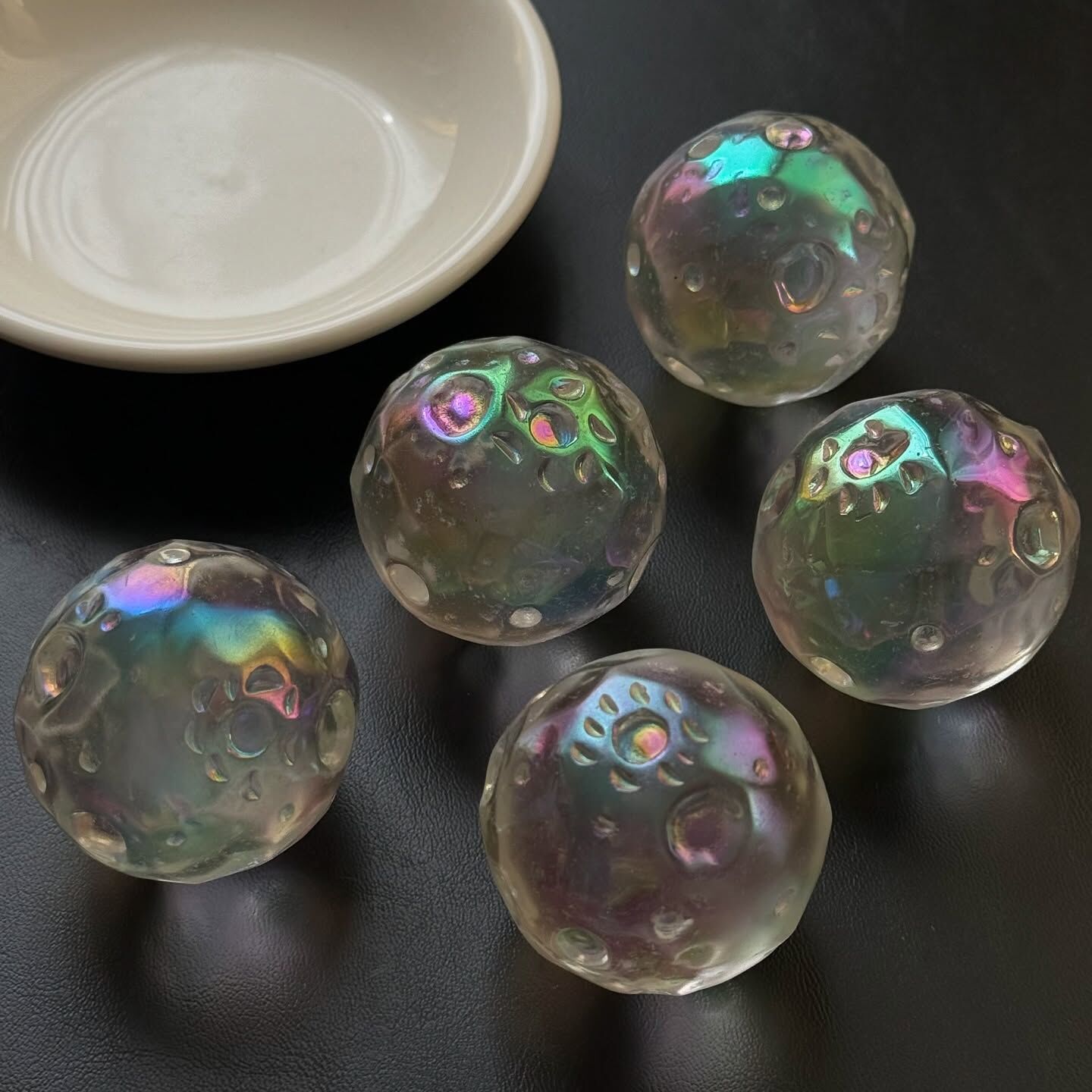 [原石] 白水晶 水光水晶 水晶球 表層鍍彩 隕石造型