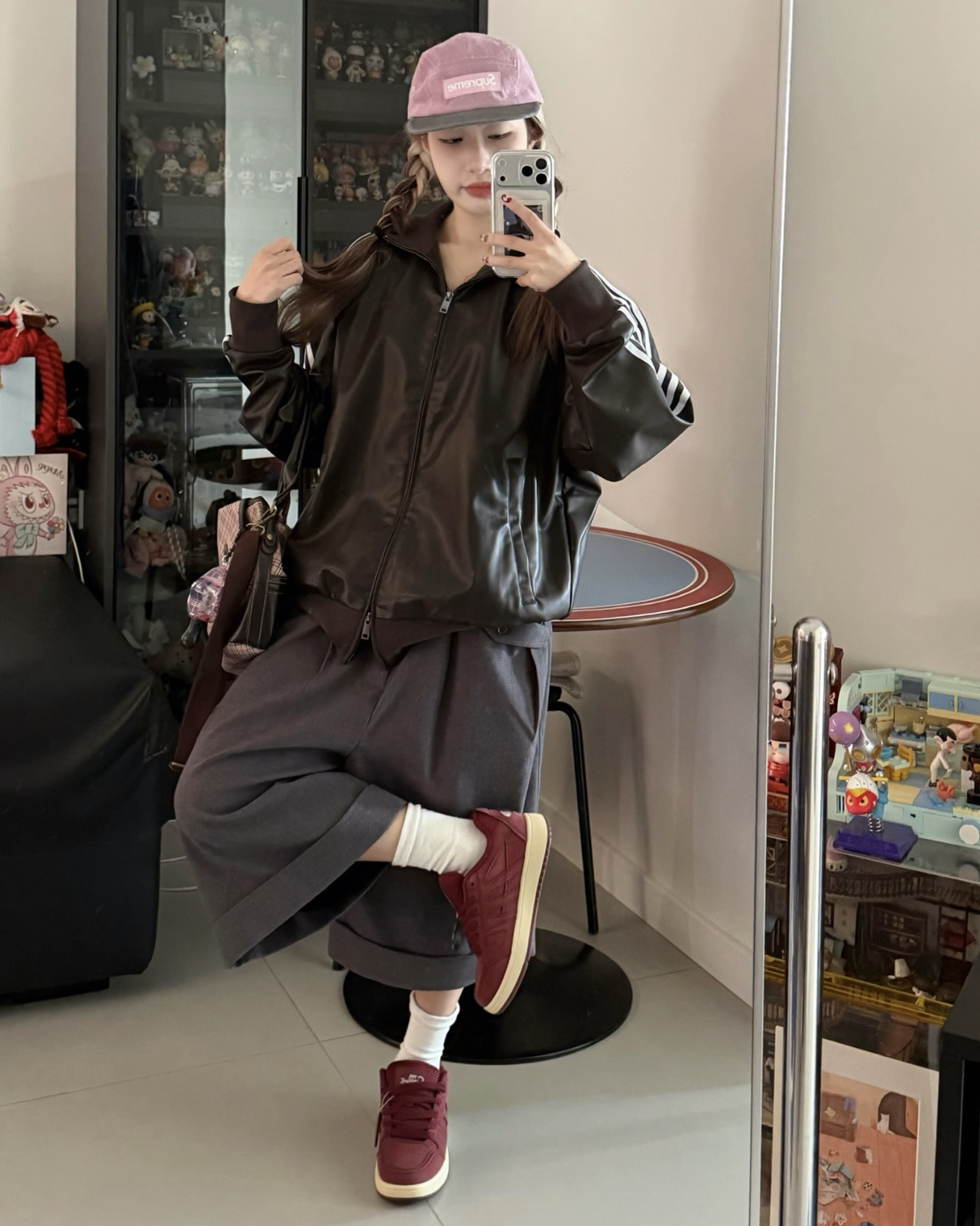 Adidas PLEATHER 3S 立領 皮外套 雙拉鏈 經典 三線 黑色 咖啡色