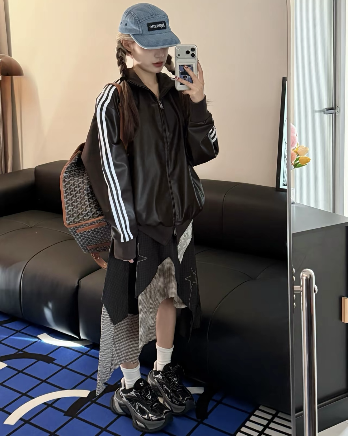 Adidas PLEATHER 3S 立領 皮外套 雙拉鏈 經典 三線 黑色 咖啡色