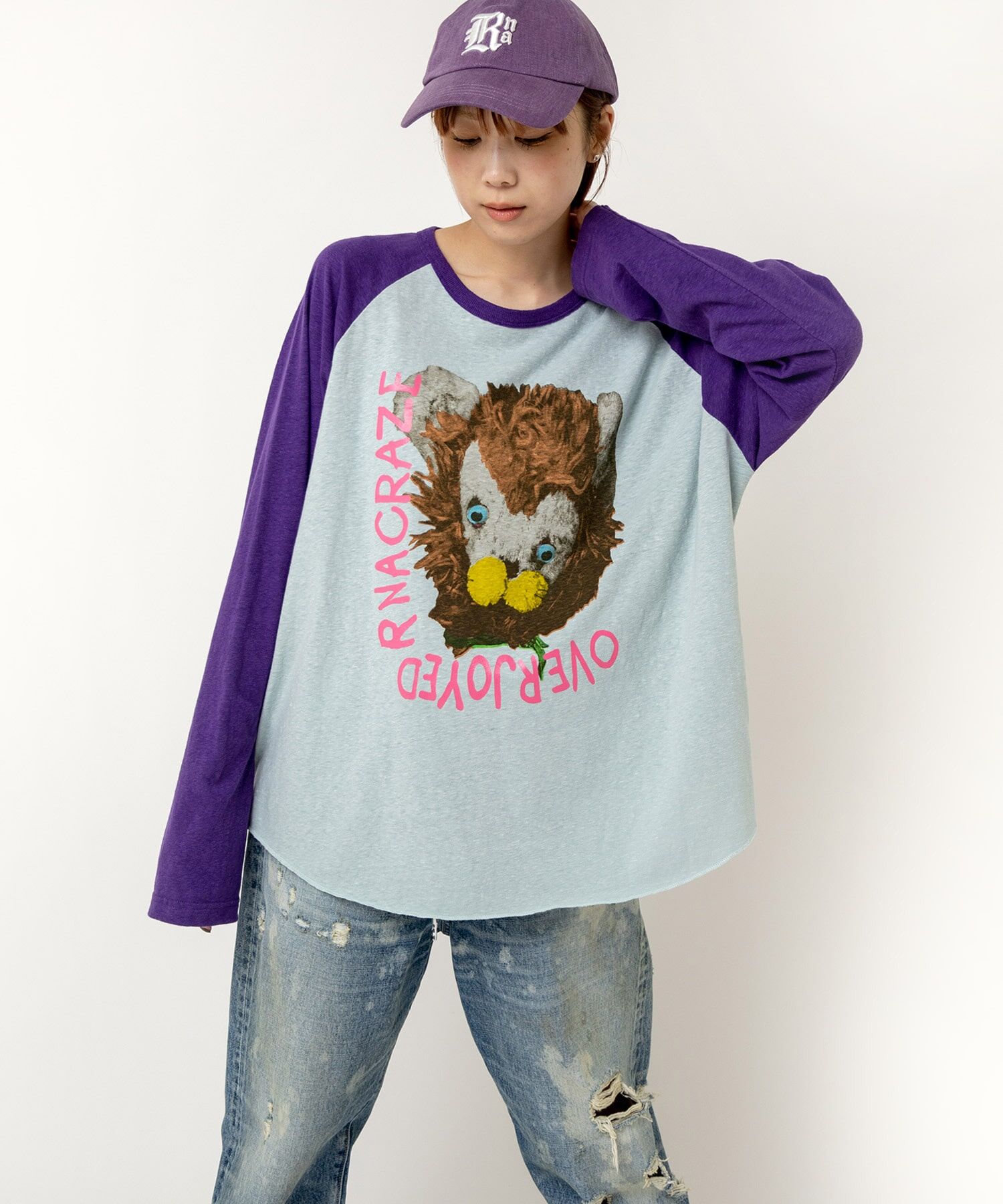 奇趣獅子拼袖上衣