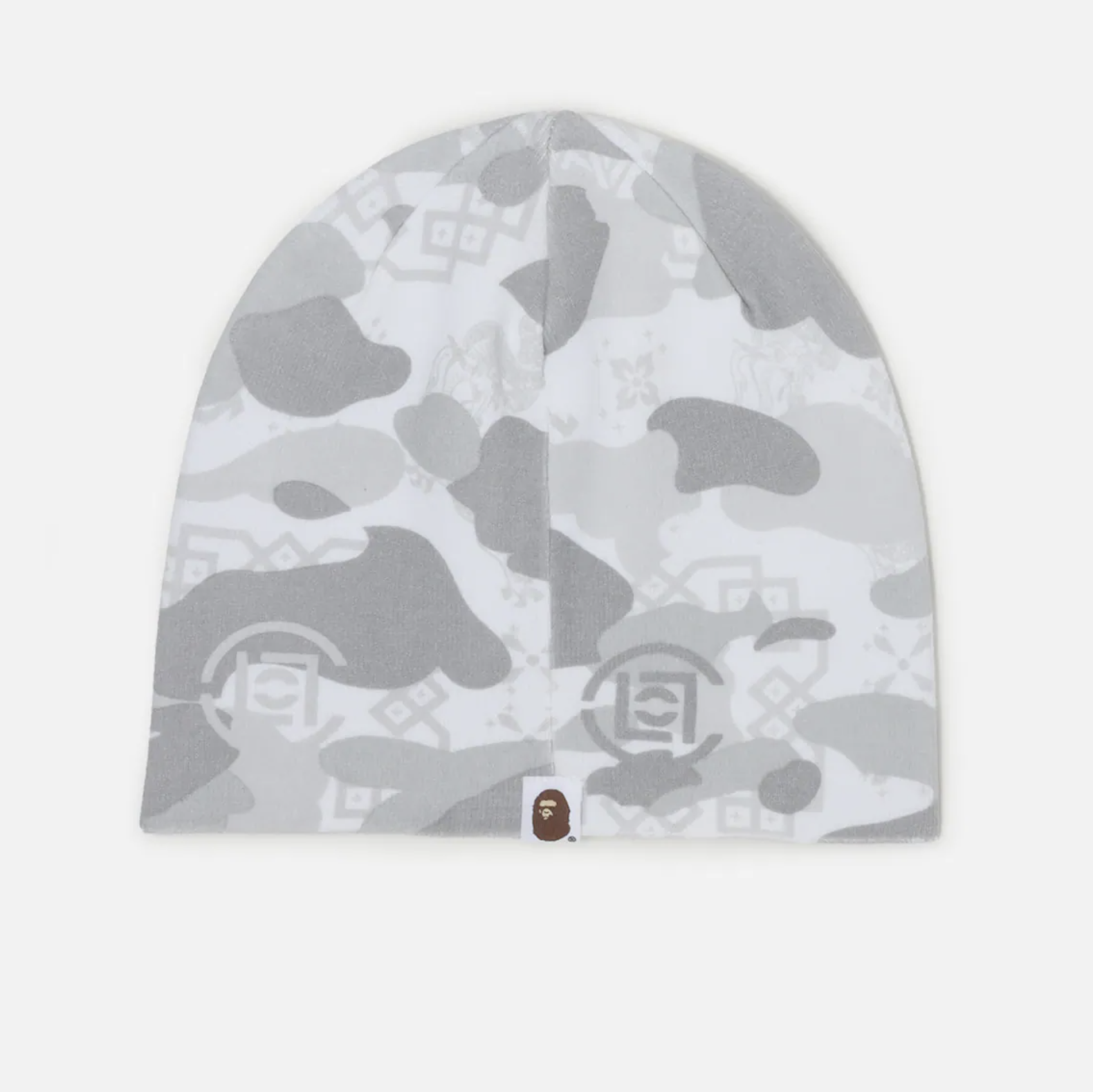 -(B05)-A BATHING APE X CLOT BAPE CAMO BEANIE 迷彩 猿人頭 毛帽 黃色/白色-1L3181905