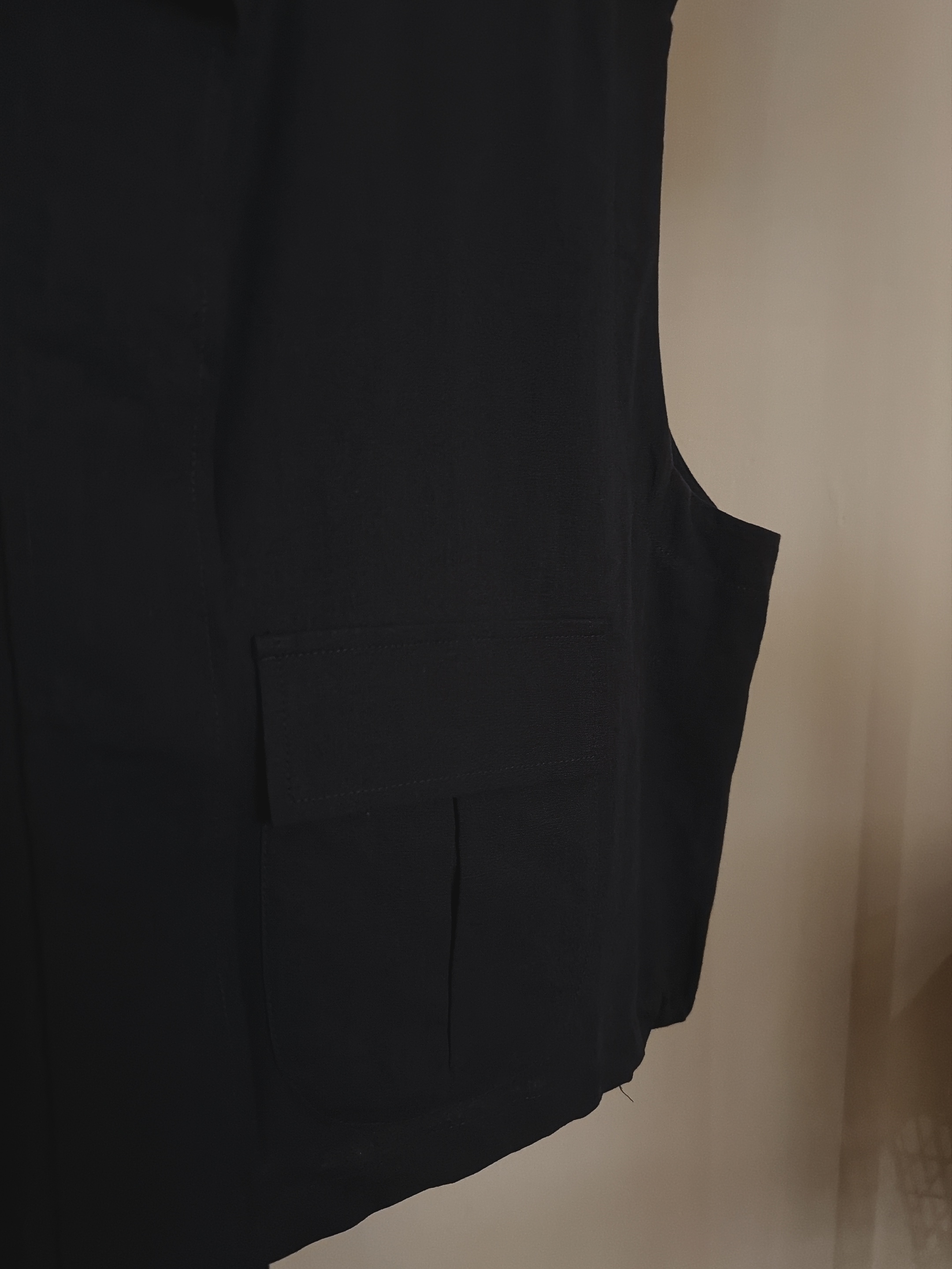 設計師時髦深藍棉麻拉鍊造型背心