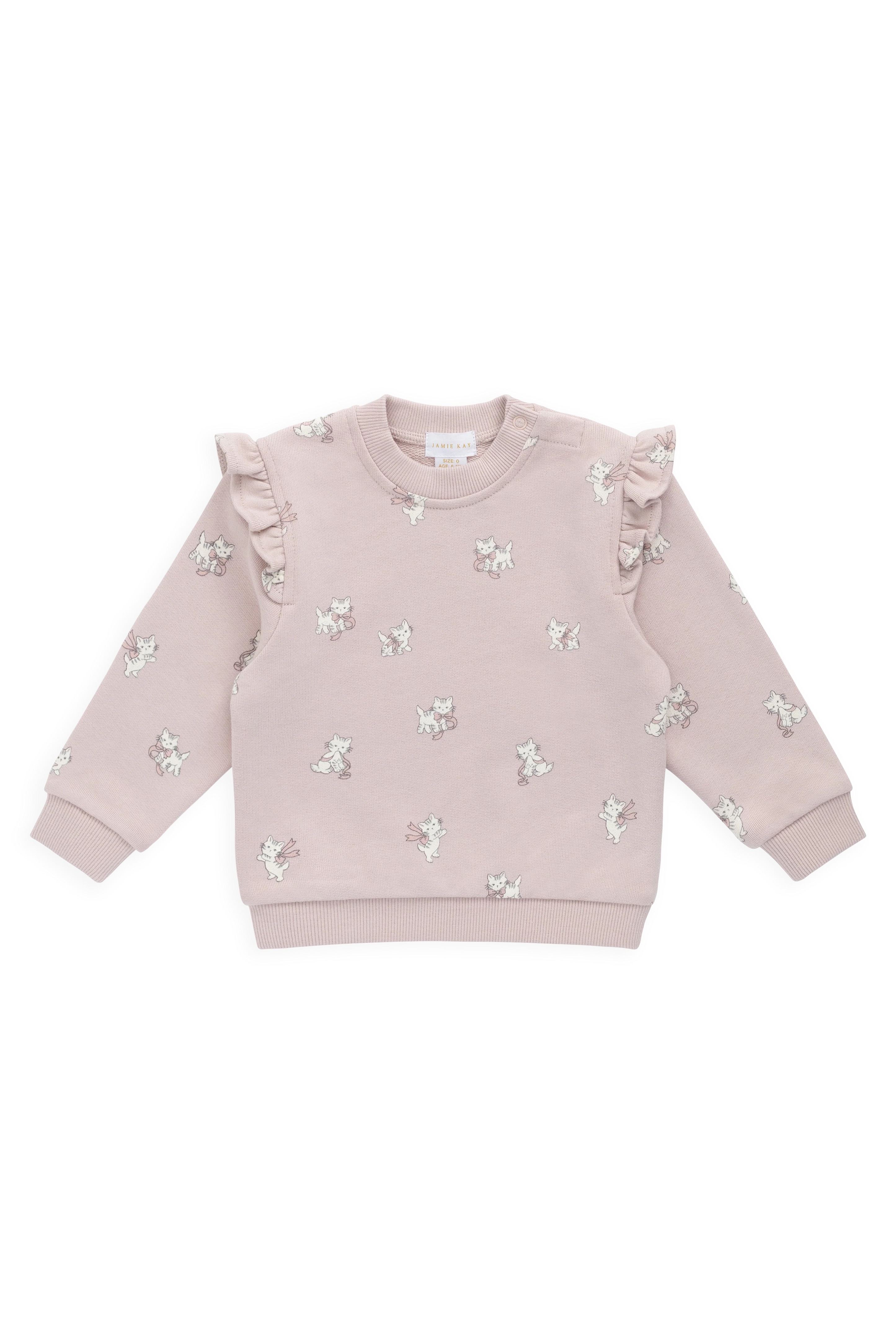 【預購】JAMIE KAY -Organic Cotton Maple Sweatshirt（Bow Kitties Mauve）