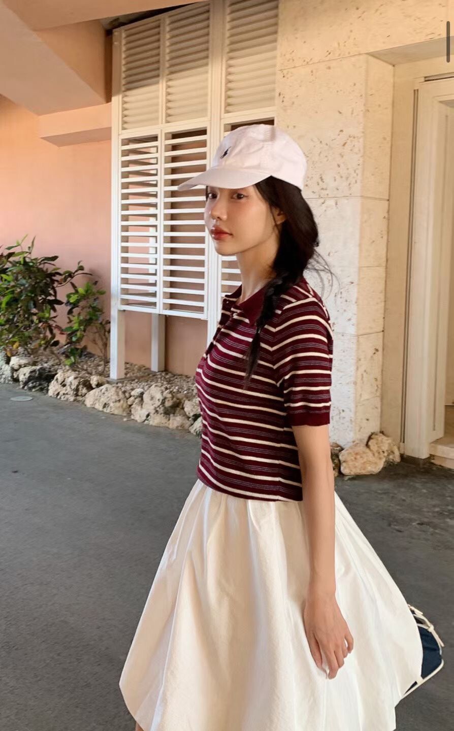 ARTE  POLO領條紋撞色針織上衣