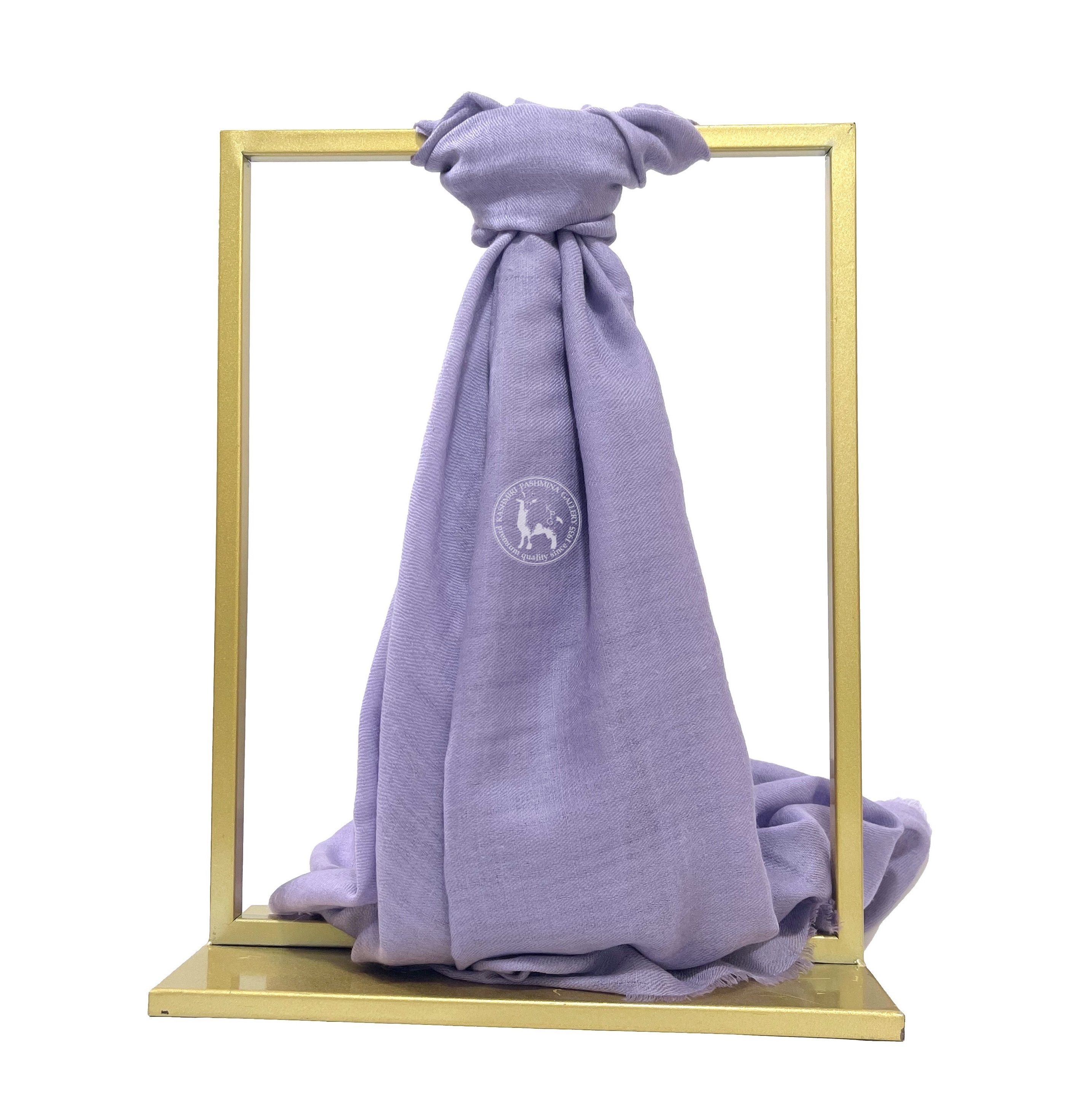 薰衣草紫色喀什米爾四層手工編織羊絨圍巾