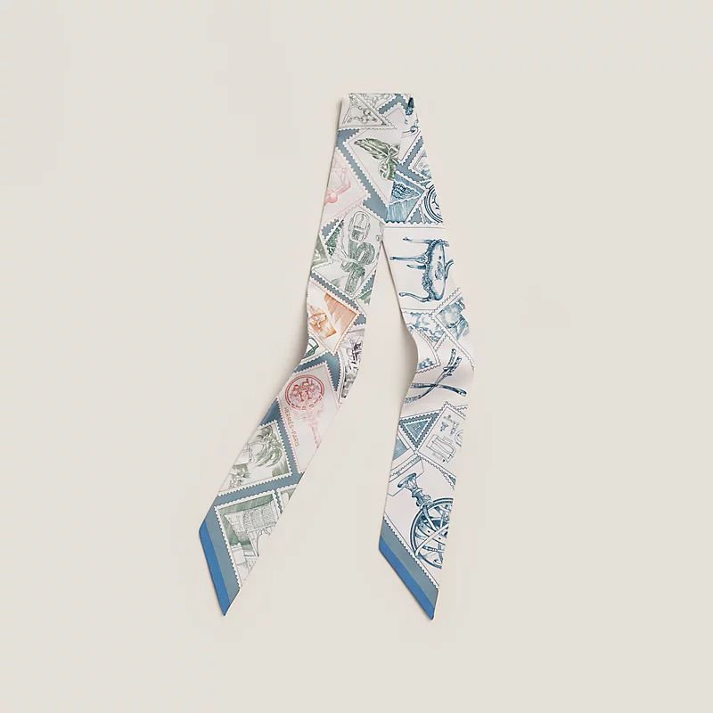 HERMES Le Philateliste du Faubourg Twilly bleu moyen / blanc / rose