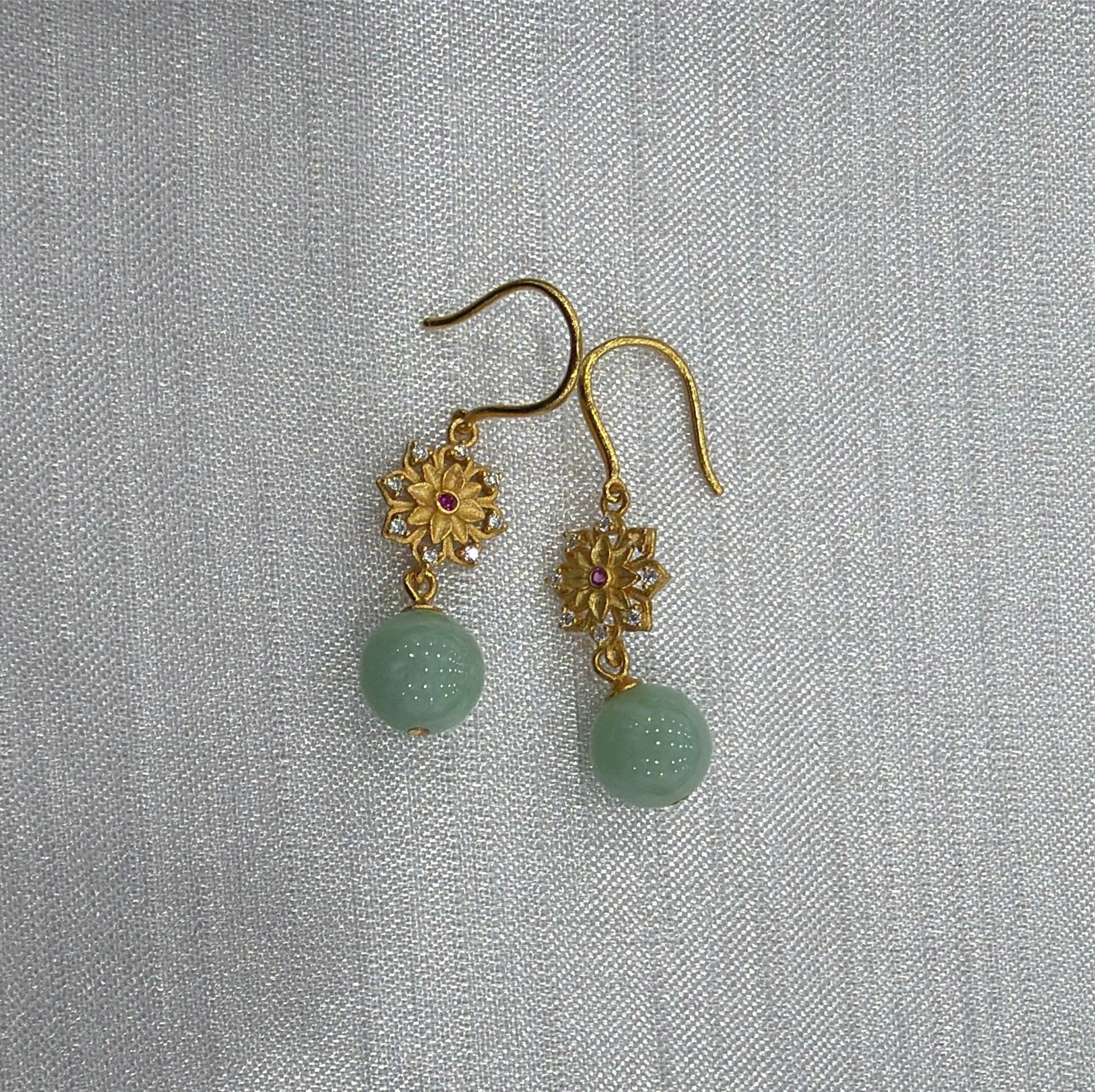 PV11 陽綠單珠耳鈎 約8mm (JD7871)