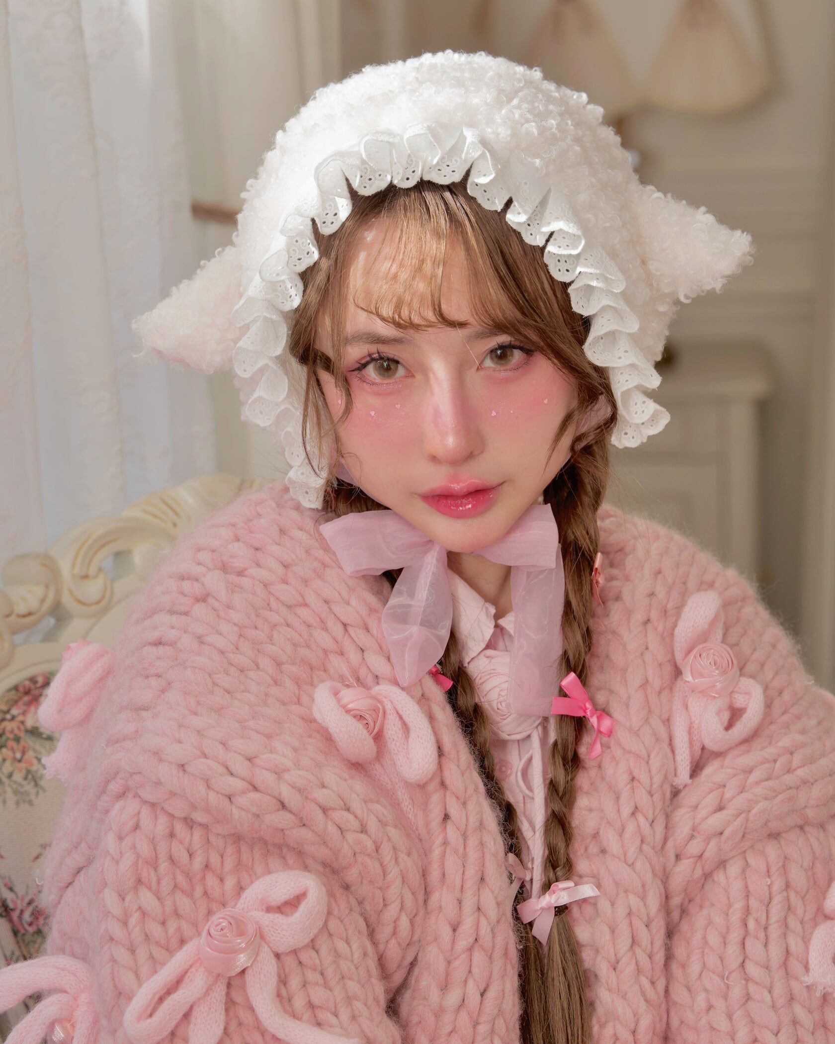 Sheepy Dreams Ribbon BonnetSHEEPYBONNET