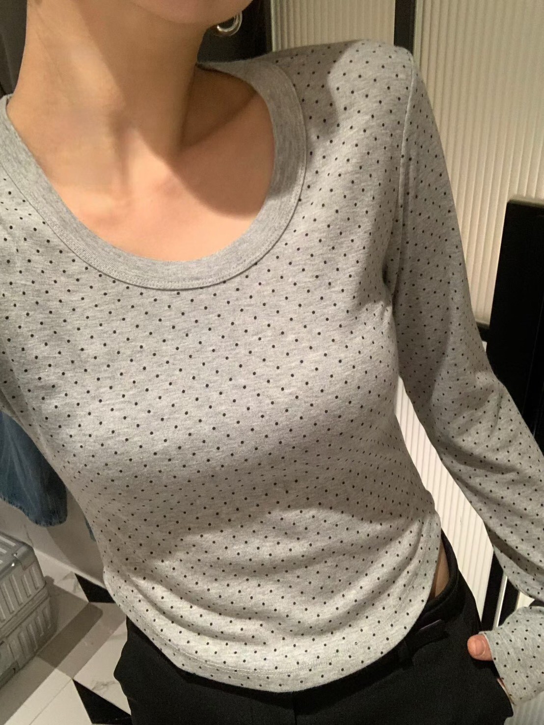點點圓領短合身T