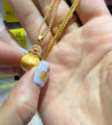 260211 - G5 真金電鍍拉絲滿鑽錢袋子頸鏈（一物一證書）