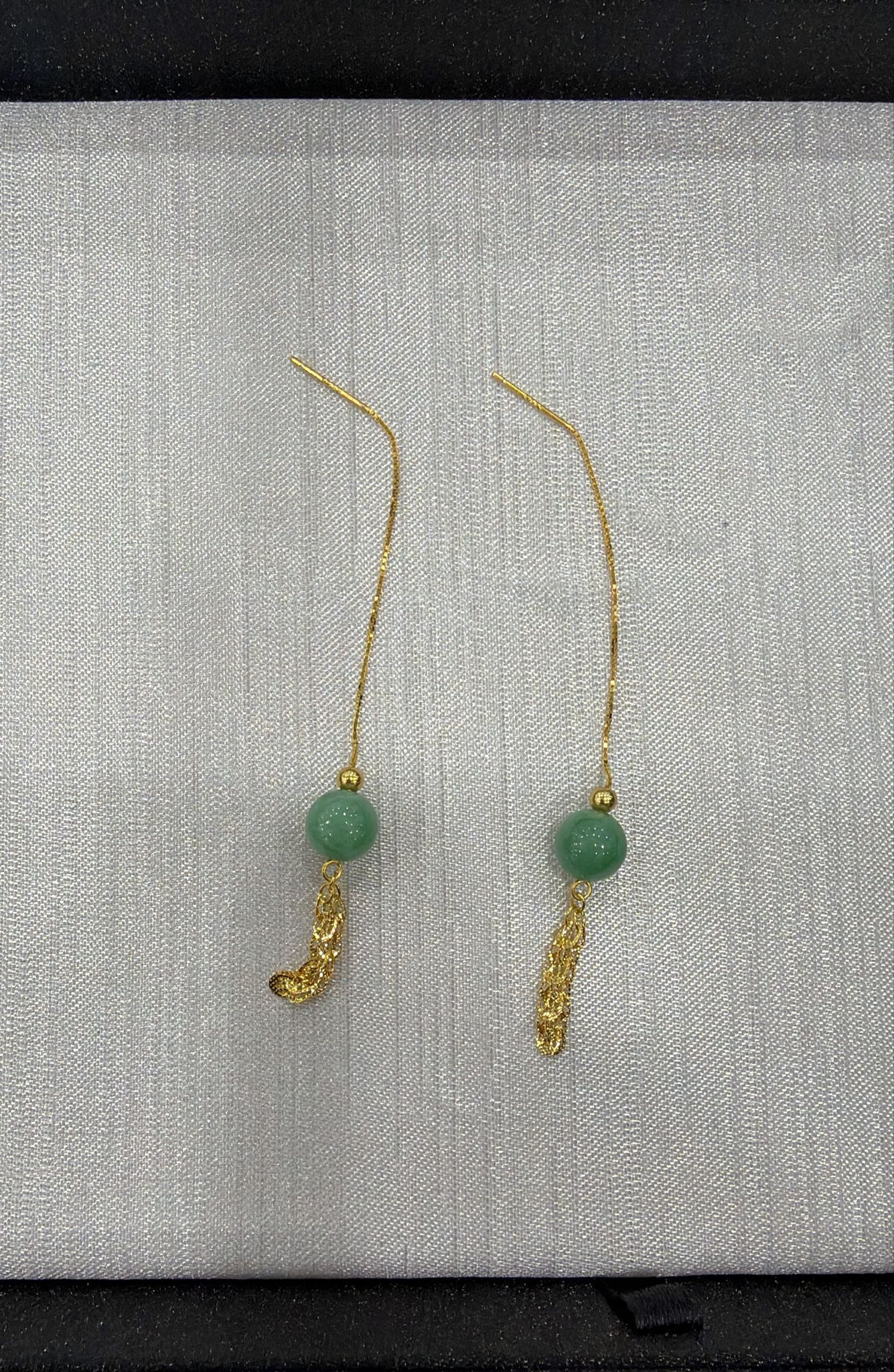 PV46 滿綠流蘇耳環 約7mm