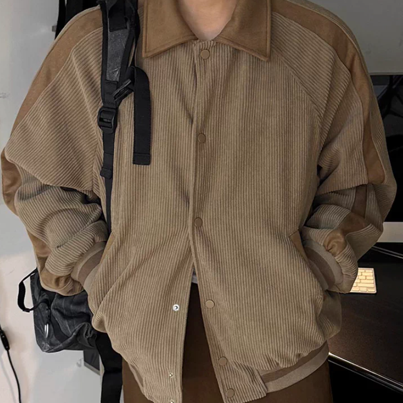 2026最新老錢風燈芯絨咖啡色翻領夾克外套