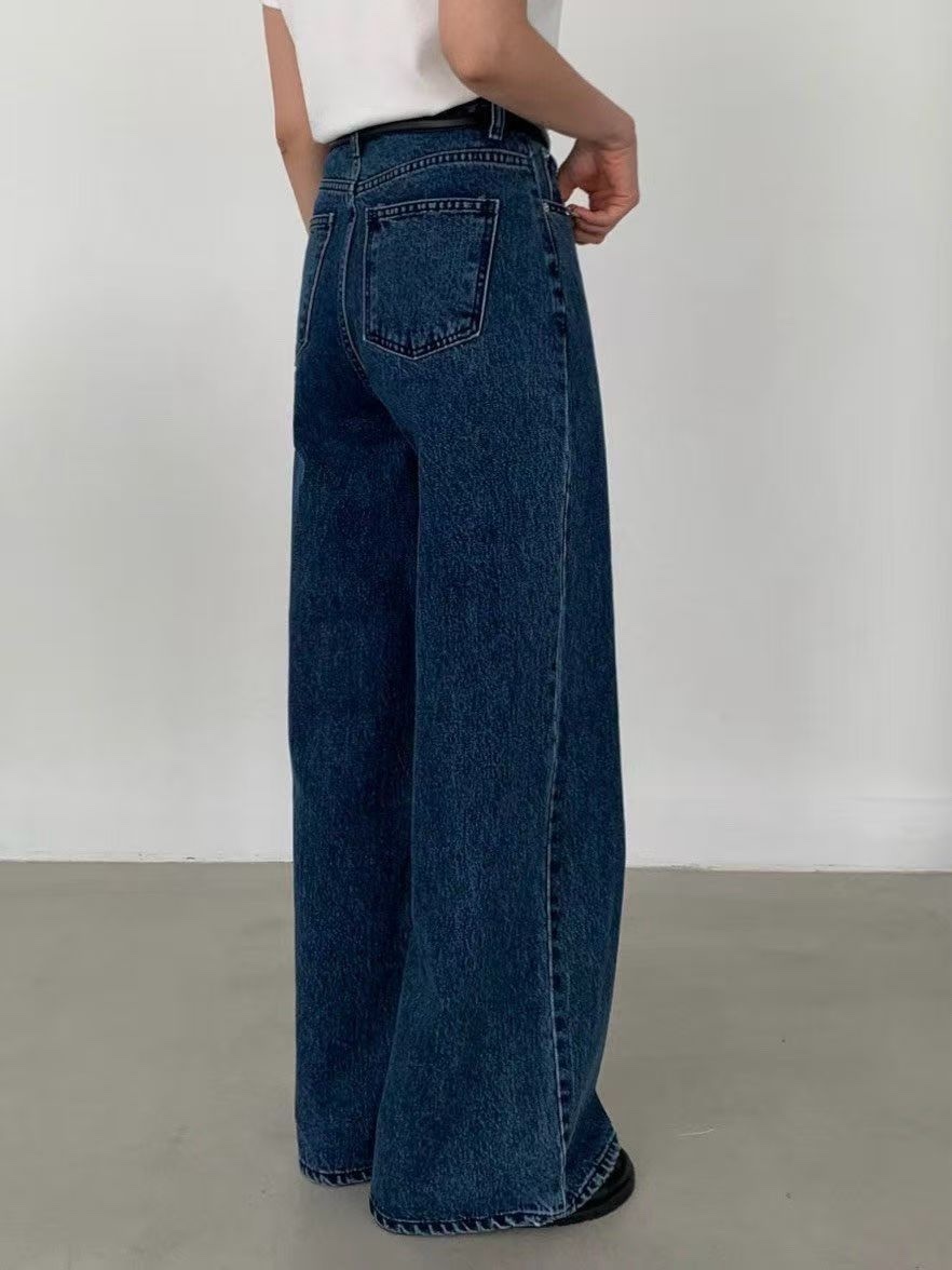 442 正韓簡約寬鬆直筒牛仔褲