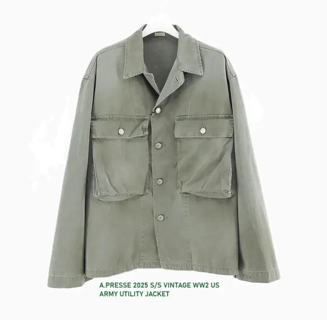 LAST PCS: A.PRESSE 2025 VINTAGE WW2 US ARMY UTILITY JACKET (25AAP-01-50) - SIZE 3 PRE ORDER ITEM (預訂中)