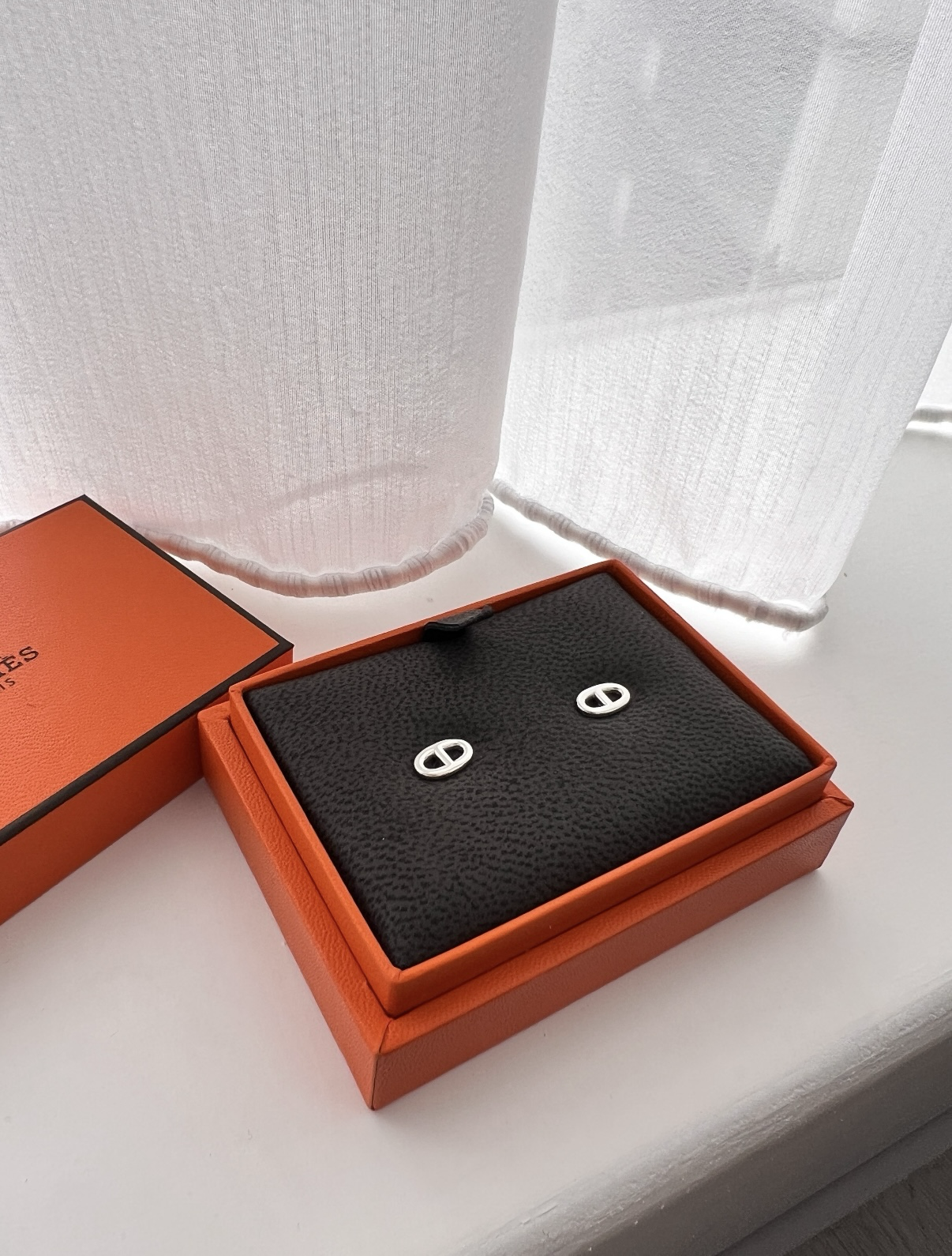 Hermes Chaine d'ancre Earrings 925 Silver