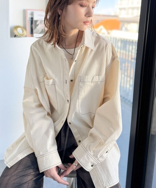 日本🇯🇵連線 JAVA 大口袋設計寬鬆牛仔襯衫外套 休閒 襯衫 Oversized 外套 外搭 長袖 牛仔襯衫 3色(任買兩件711免運)/預購