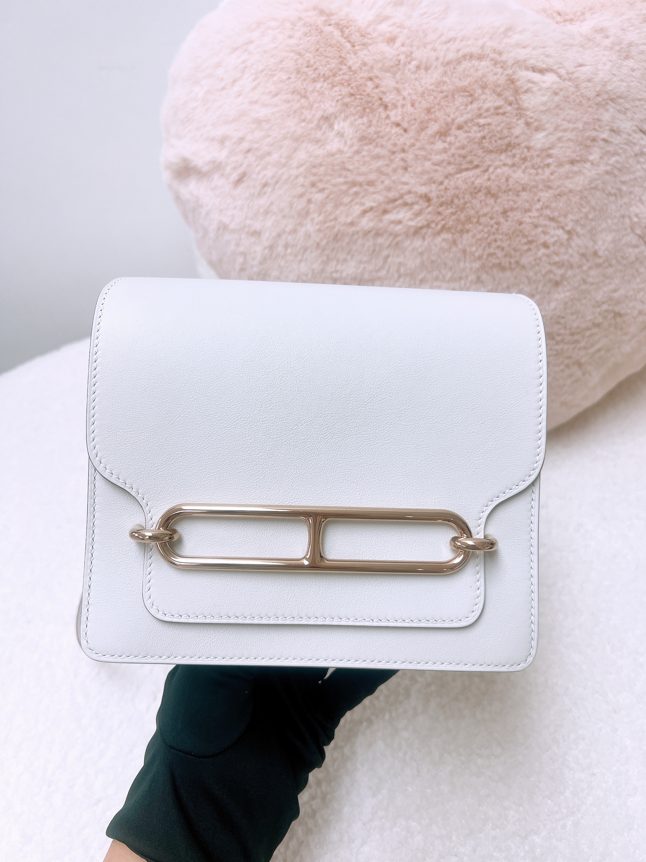 Hermes mini roulis (gris pale/ light gold/ stamp b)