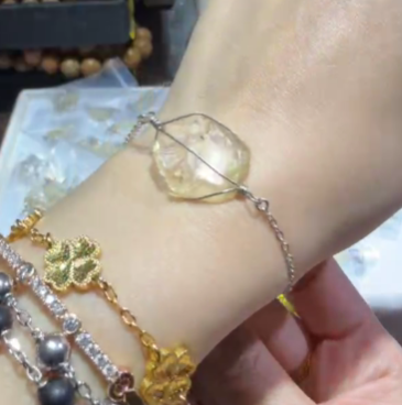 260211 - G48 黃金利比亞原石手工繞線鈦鋼手鏈 + 黃金利比亞原石手工繞線頸鏈（一物一證書）