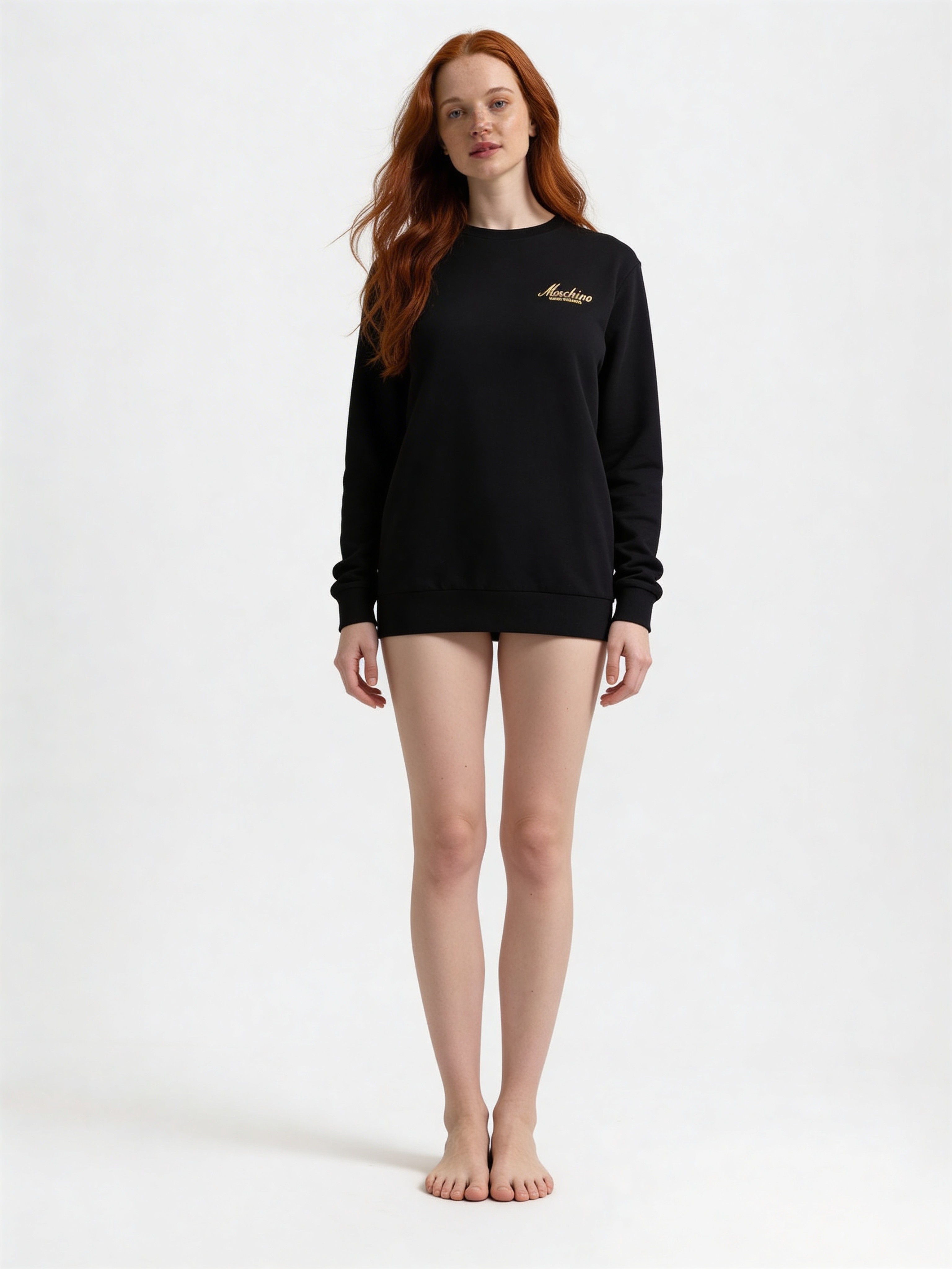 Moschino 黑色刺繡Logo 圓領衛衣 男女可穿