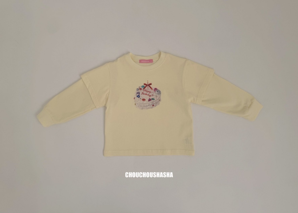 正韓春Chouchoushasha 2色生日蛋糕拼接袖上衣