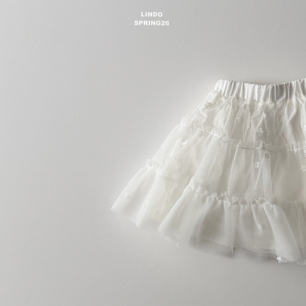 正韓春LINDO 小花蕾絲小白裙
