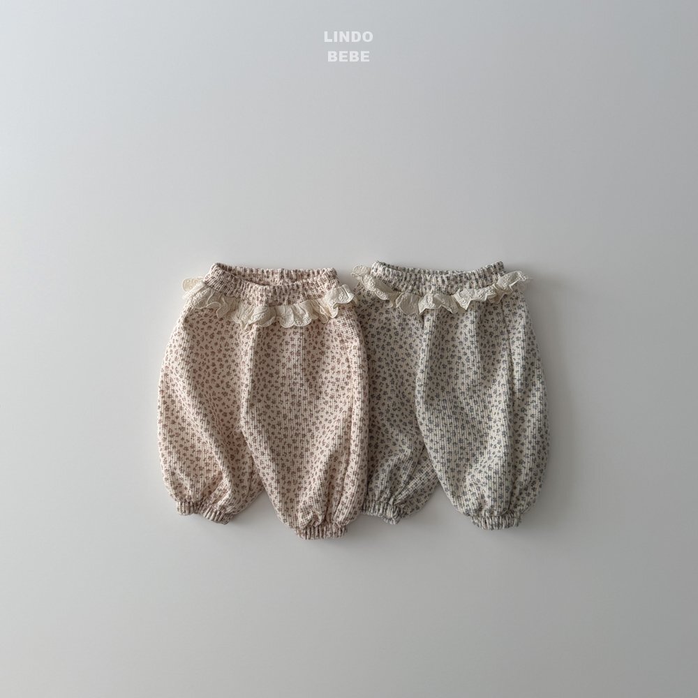 正韓春lindo 嫩嬰碎花縮口褲