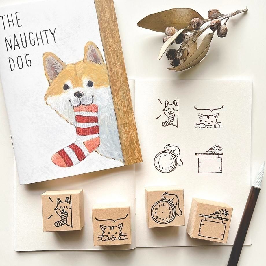 淺野綠_柴犬 空白筆記本 A6 印章收集本｜日本表現社