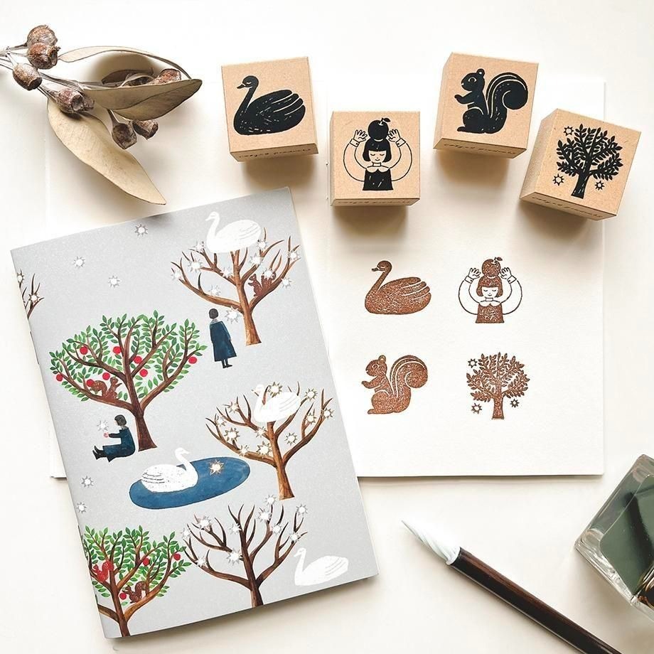 西淑 _ 天鵝森林 空白筆記本 A6 印章收集本｜日本表現社