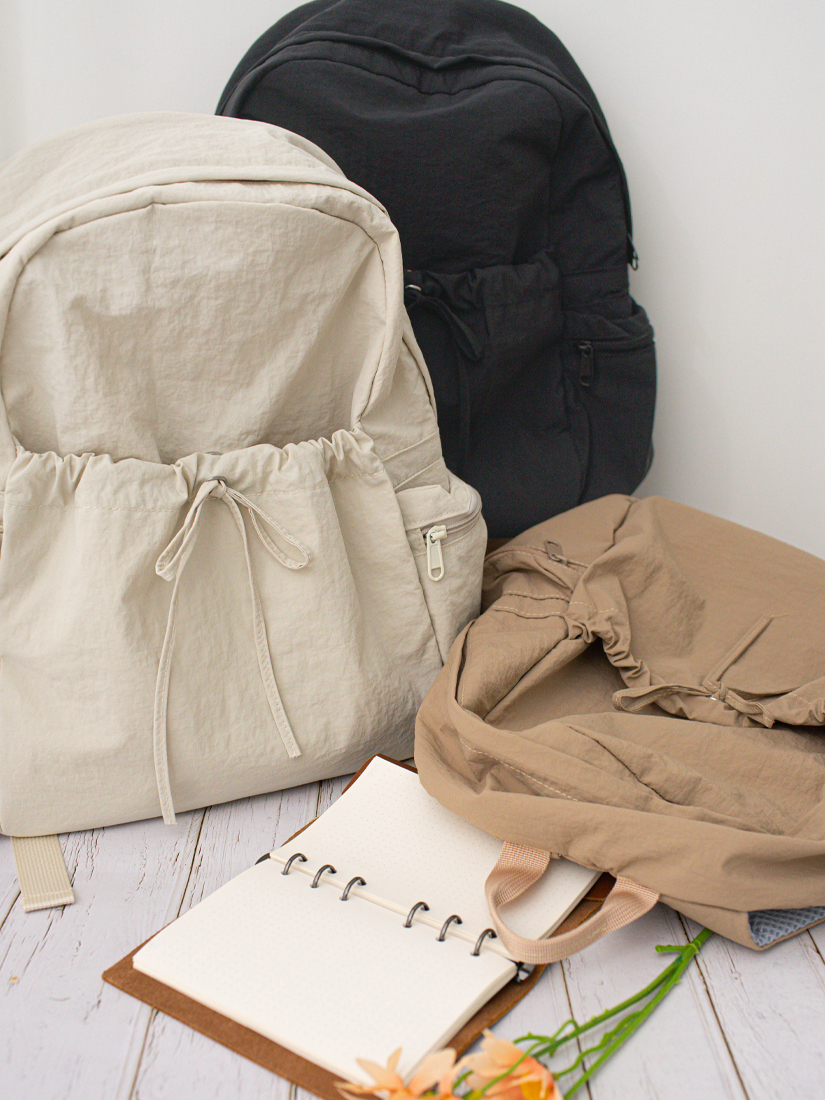 輕甜抽皺蝴蝶結後背包